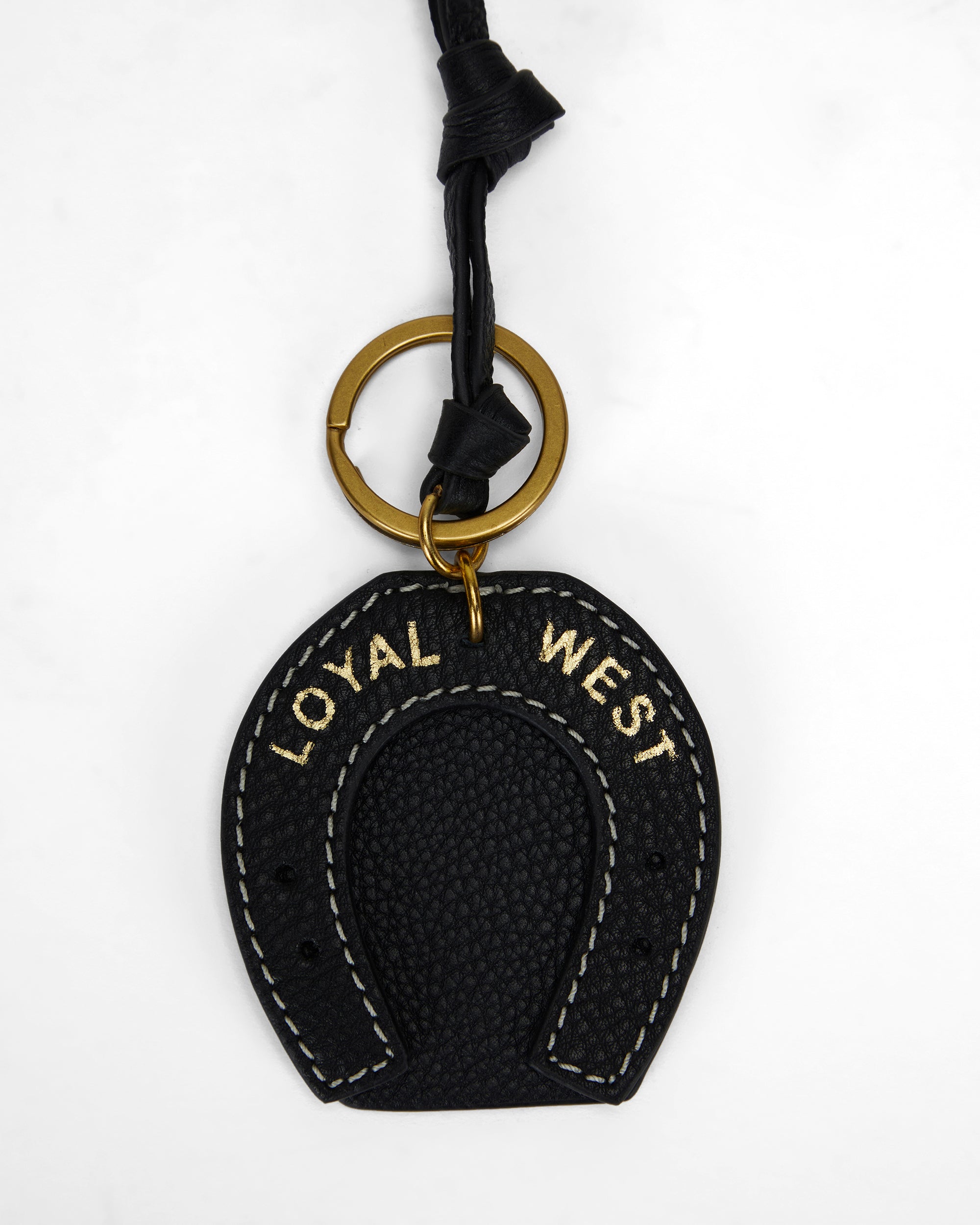 Loyal West HORSE SHOE BAG CHARM IN CALF LEATHER - BLACK - Myra USA
