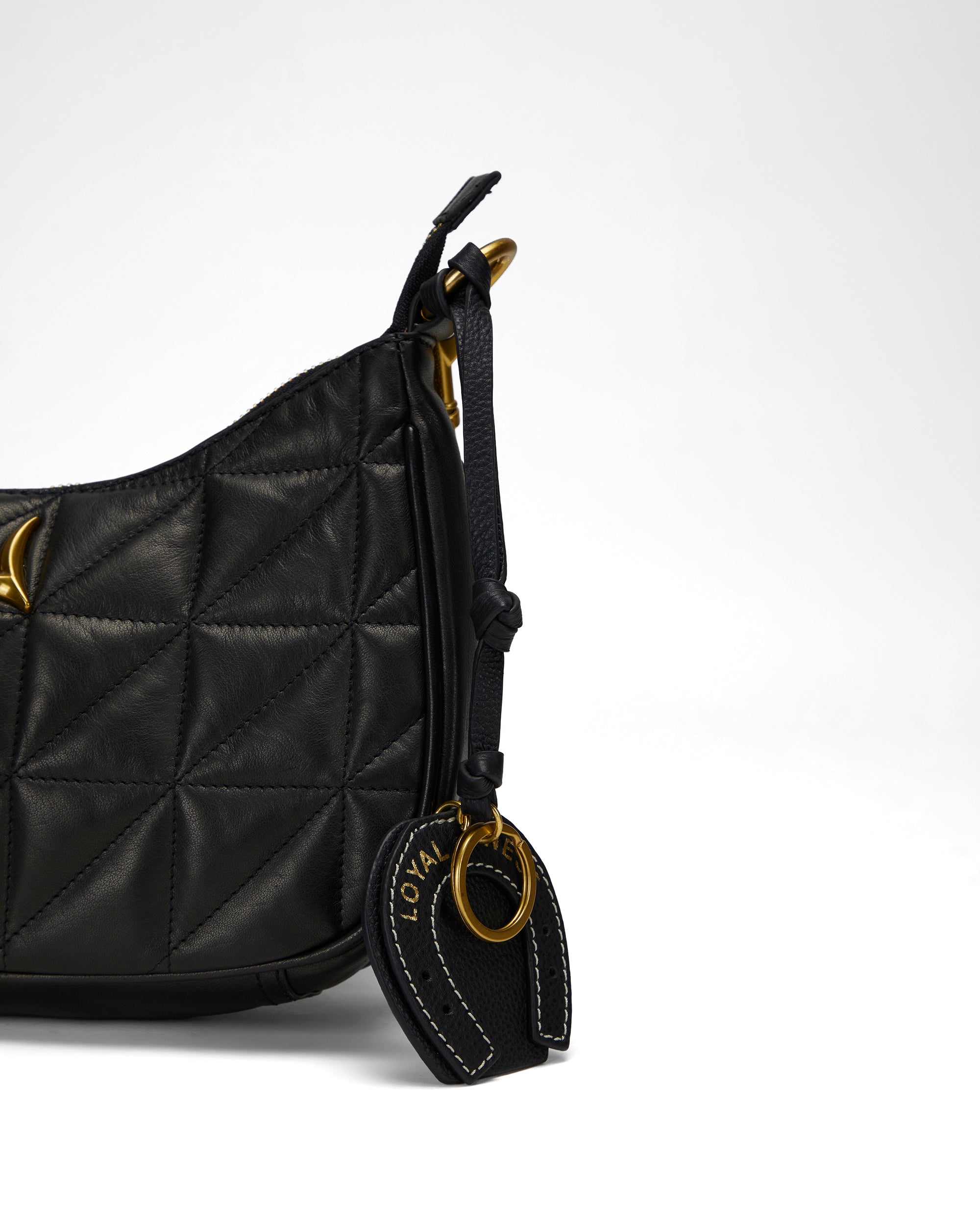 Loyal West HORSE SHOE BAG CHARM IN CALF LEATHER - BLACK - Myra USA