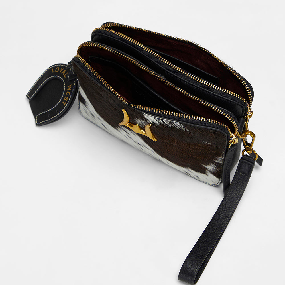 Loyal West SHELL MINI PURSE IN BLACK & WHITE COWHIDE - Myra USA