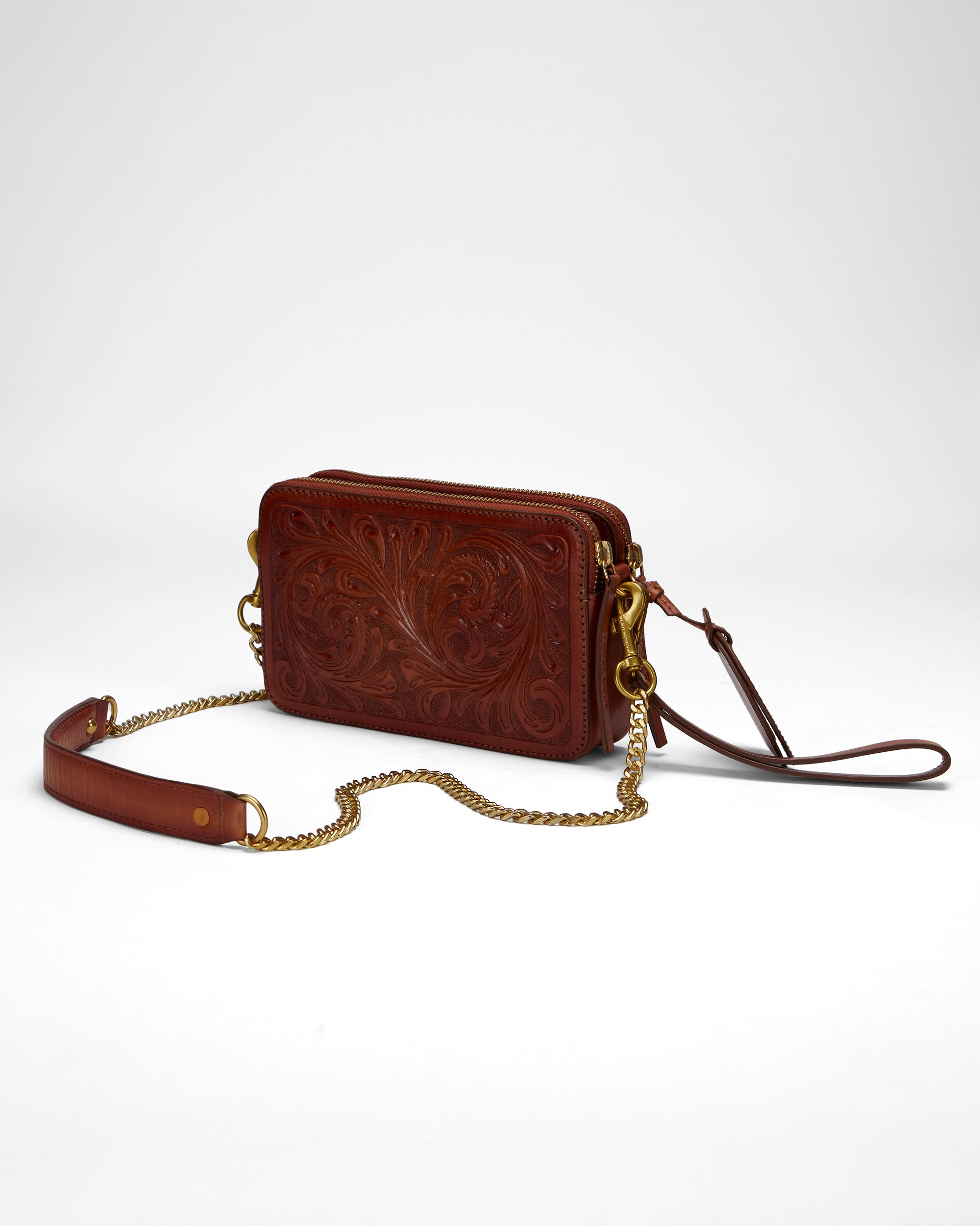 Loyal West SHELL MINI PURSE IN HANDTOOLED LEATHER - Myra USA