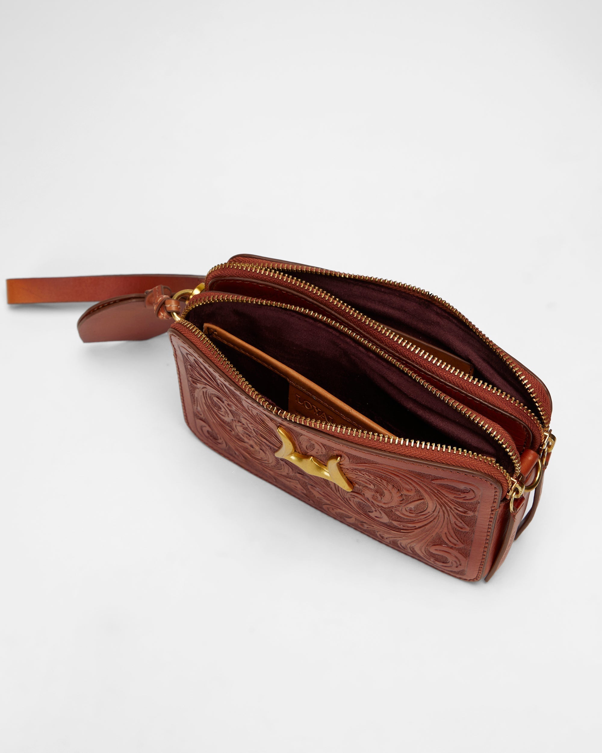 Loyal West SHELL MINI PURSE IN HANDTOOLED LEATHER - Myra USA