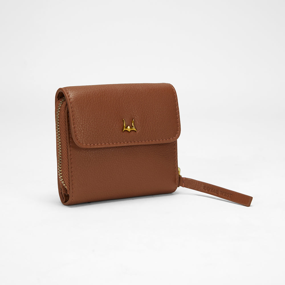 Loyal West SOPHIA CARD HOLDER IN BROWN LEATHER CALFSKIN - Myra USA