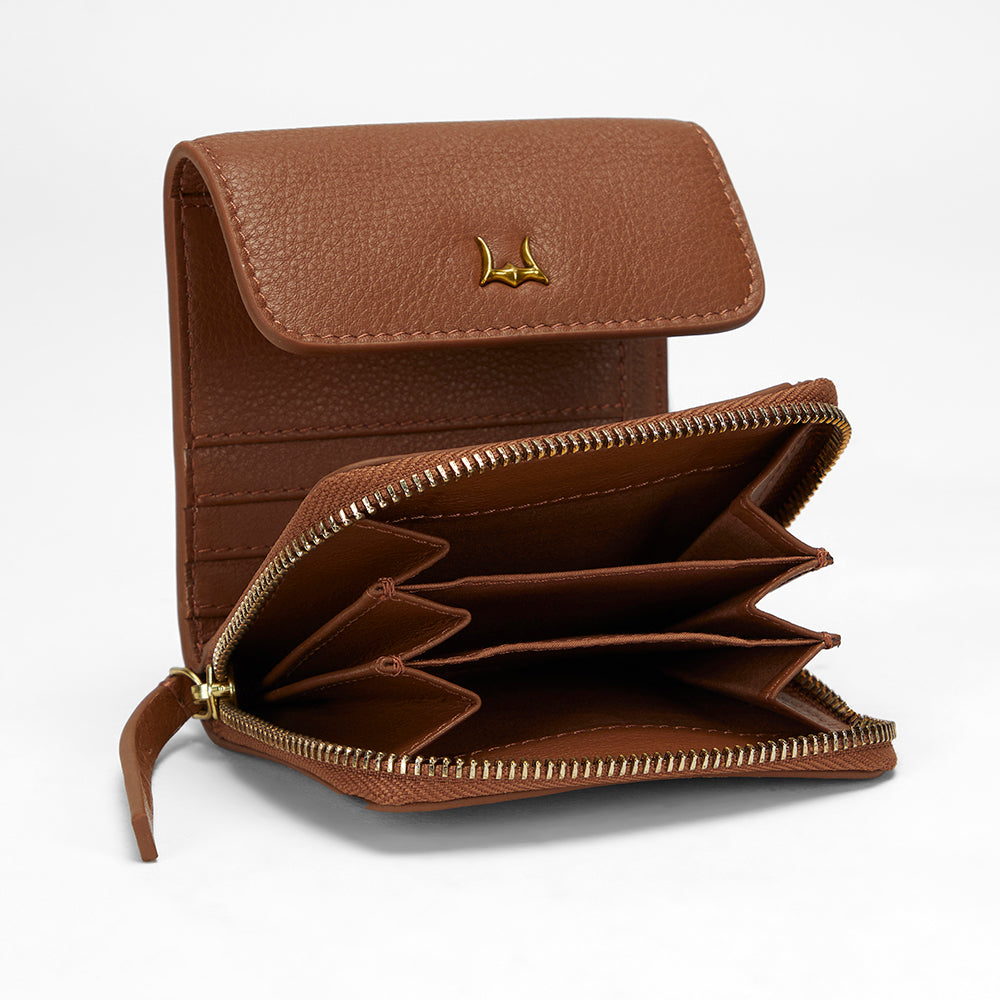 Loyal West SOPHIA CARD HOLDER IN BROWN LEATHER CALFSKIN - Myra USA