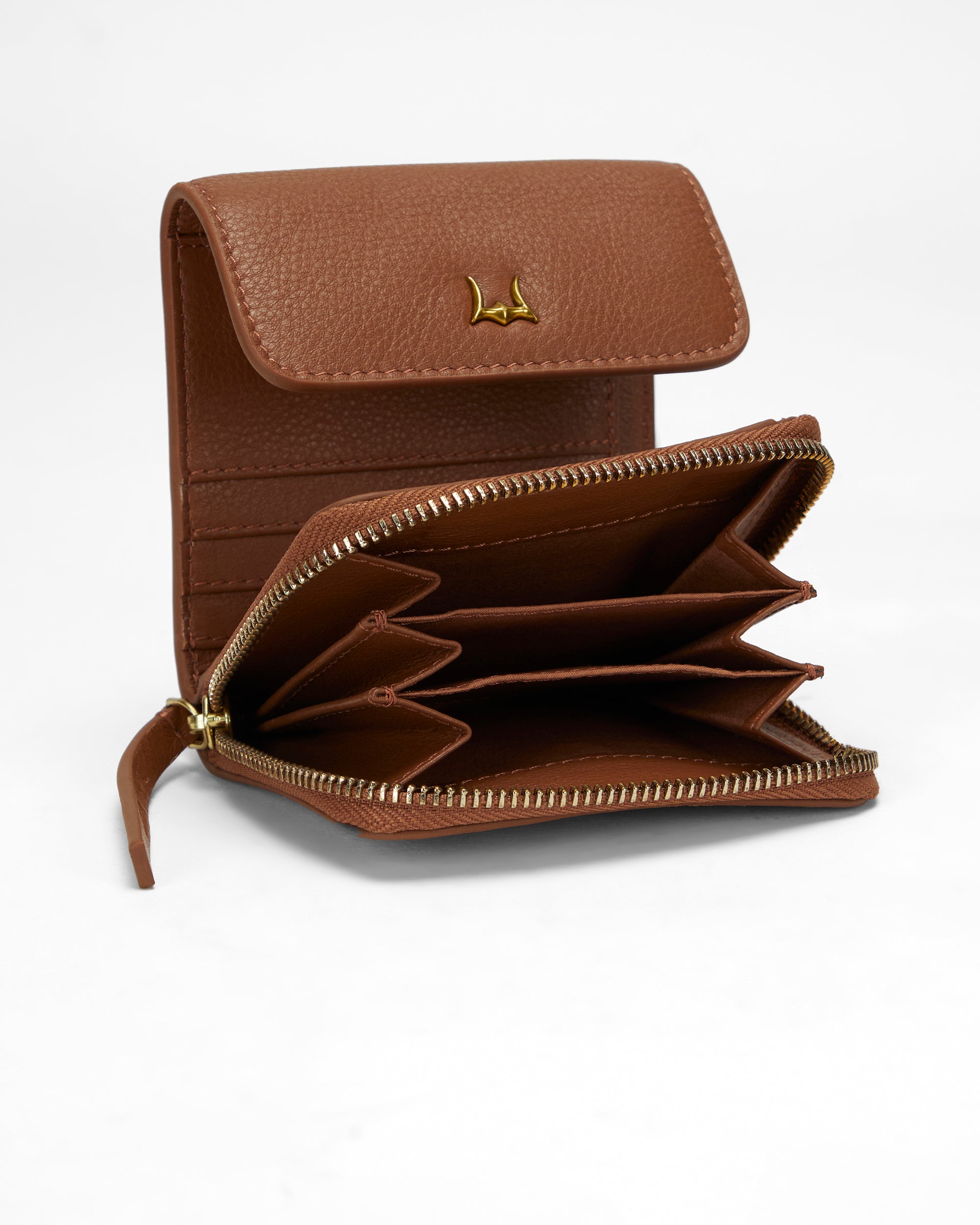 Loyal West SOPHIA CARD HOLDER IN BROWN LEATHER CALFSKIN