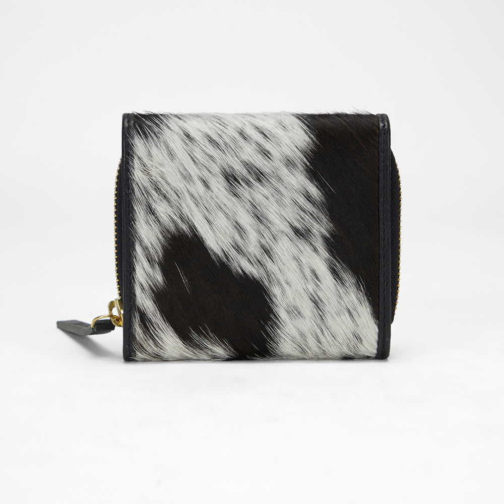 Loyal West SOPHIA CARD HOLDER IN BLACK & WHITE COWHIDE - Myra USA