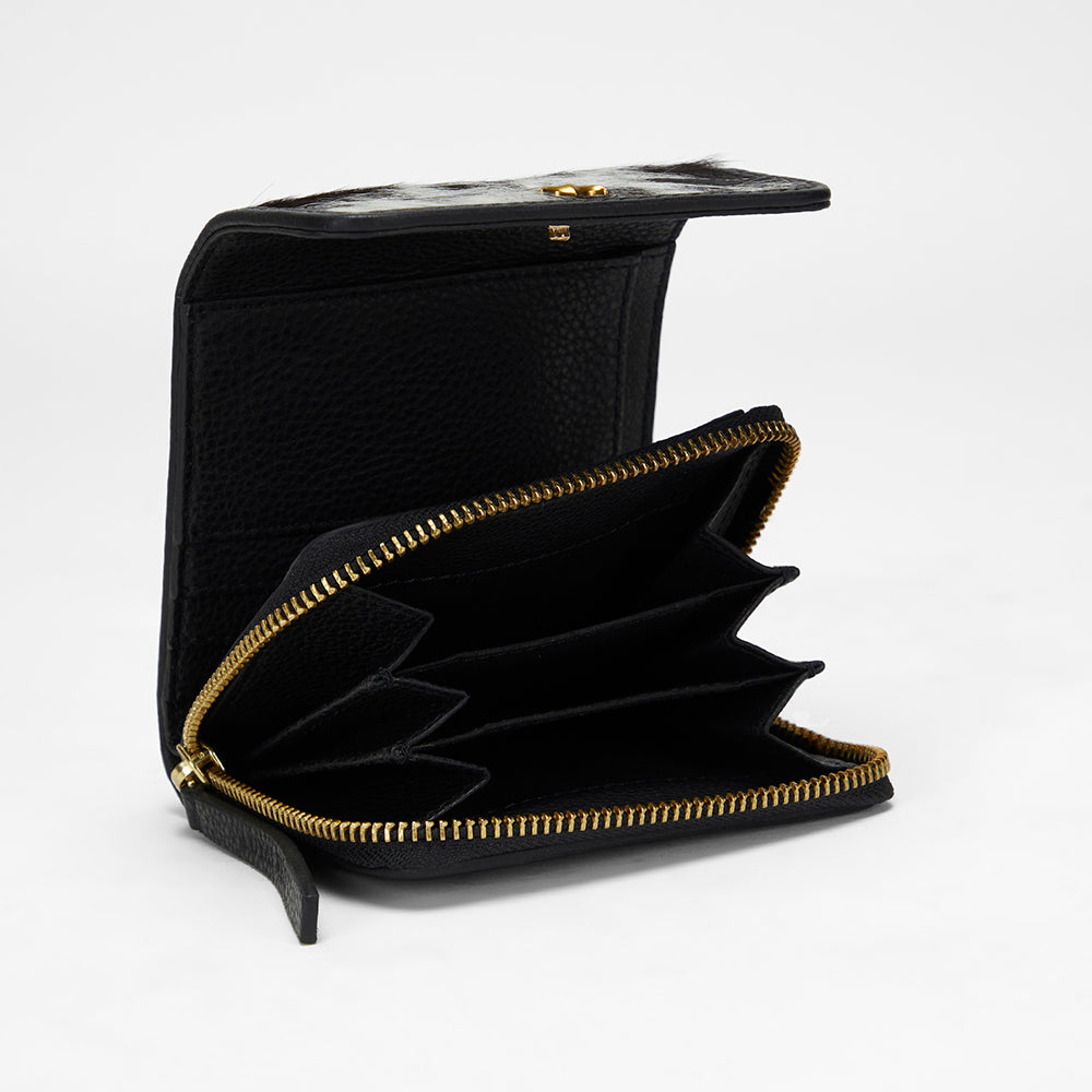 Loyal West SOPHIA CARD HOLDER IN BLACK & WHITE COWHIDE - Myra USA