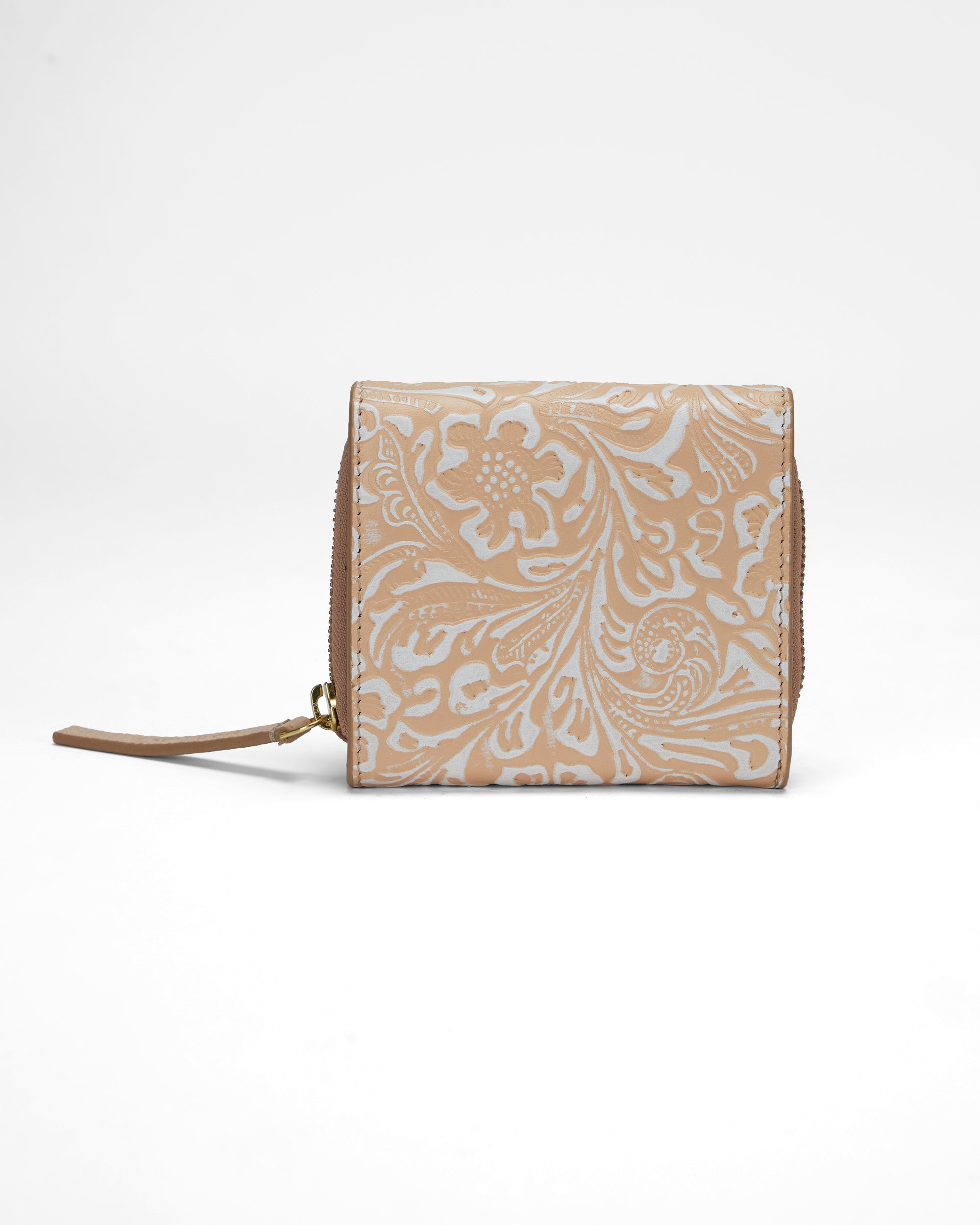 Loyal West SOPHIA CARD HOLDER IN HAND FINISHED EMBOSSED LEATHER - WHITE