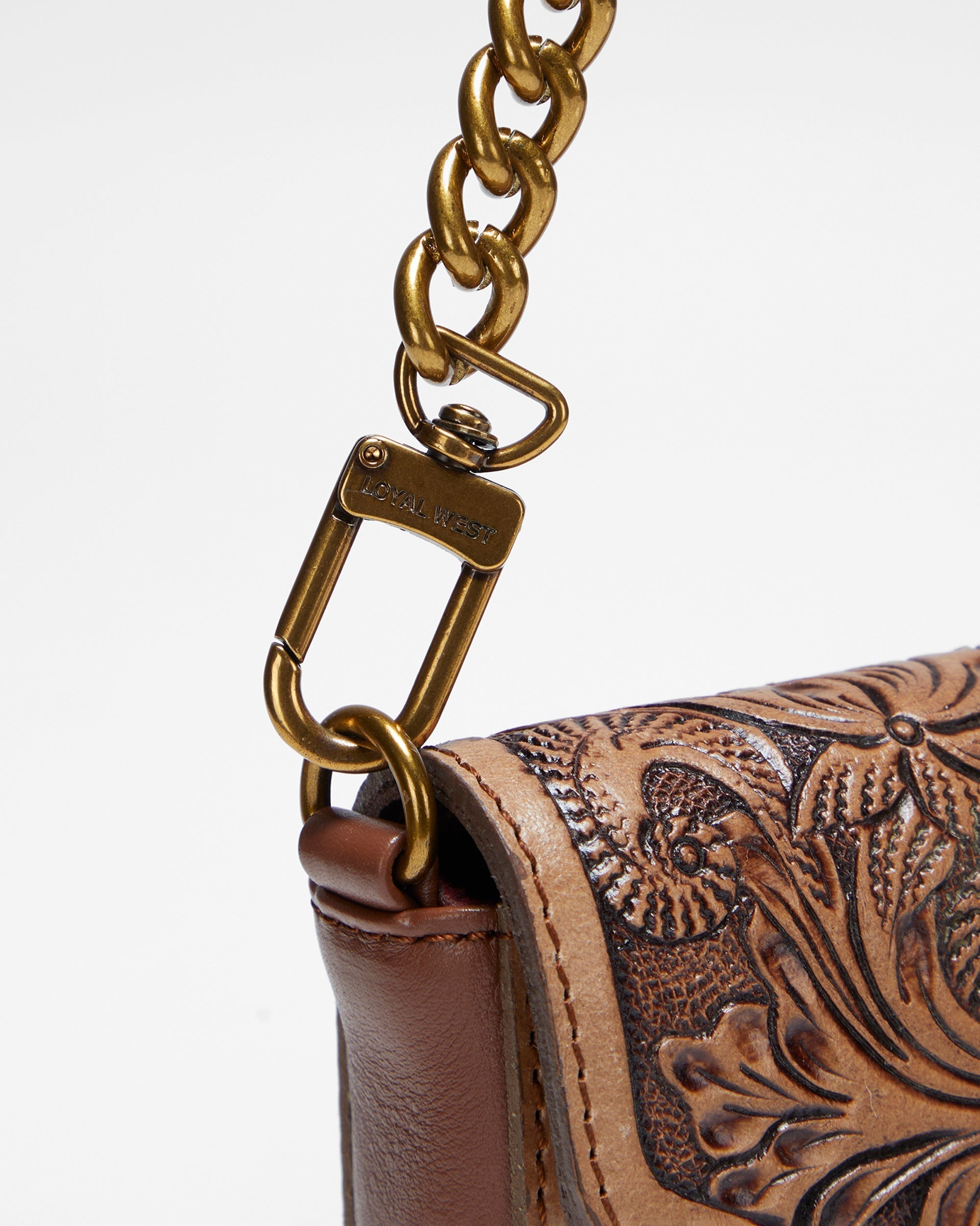 Loyal West The LW On The Go Mini Chain Bag- In Handtooled Leather