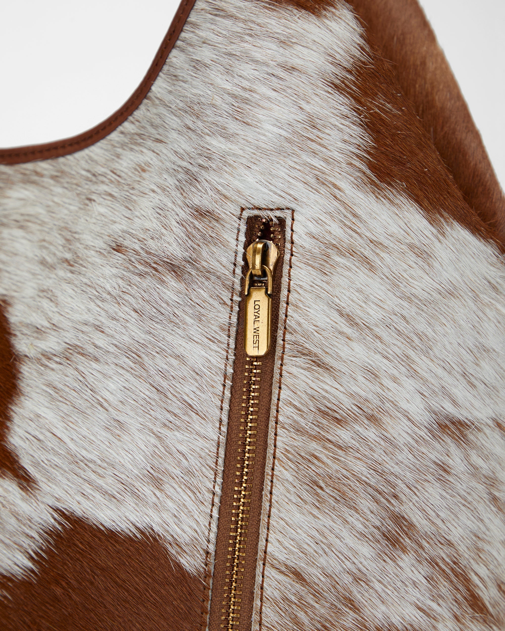 Loyal West LW LARGE PURSE - IN BROWN & WHITE COWHIDE & CALFSKIN