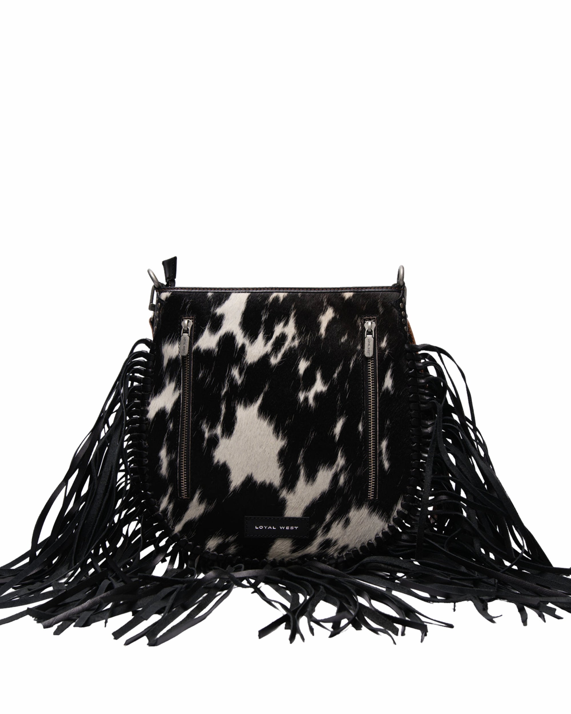 Loyal West Mojave Tassle Bag - Black & White Cowhide - Myra USA