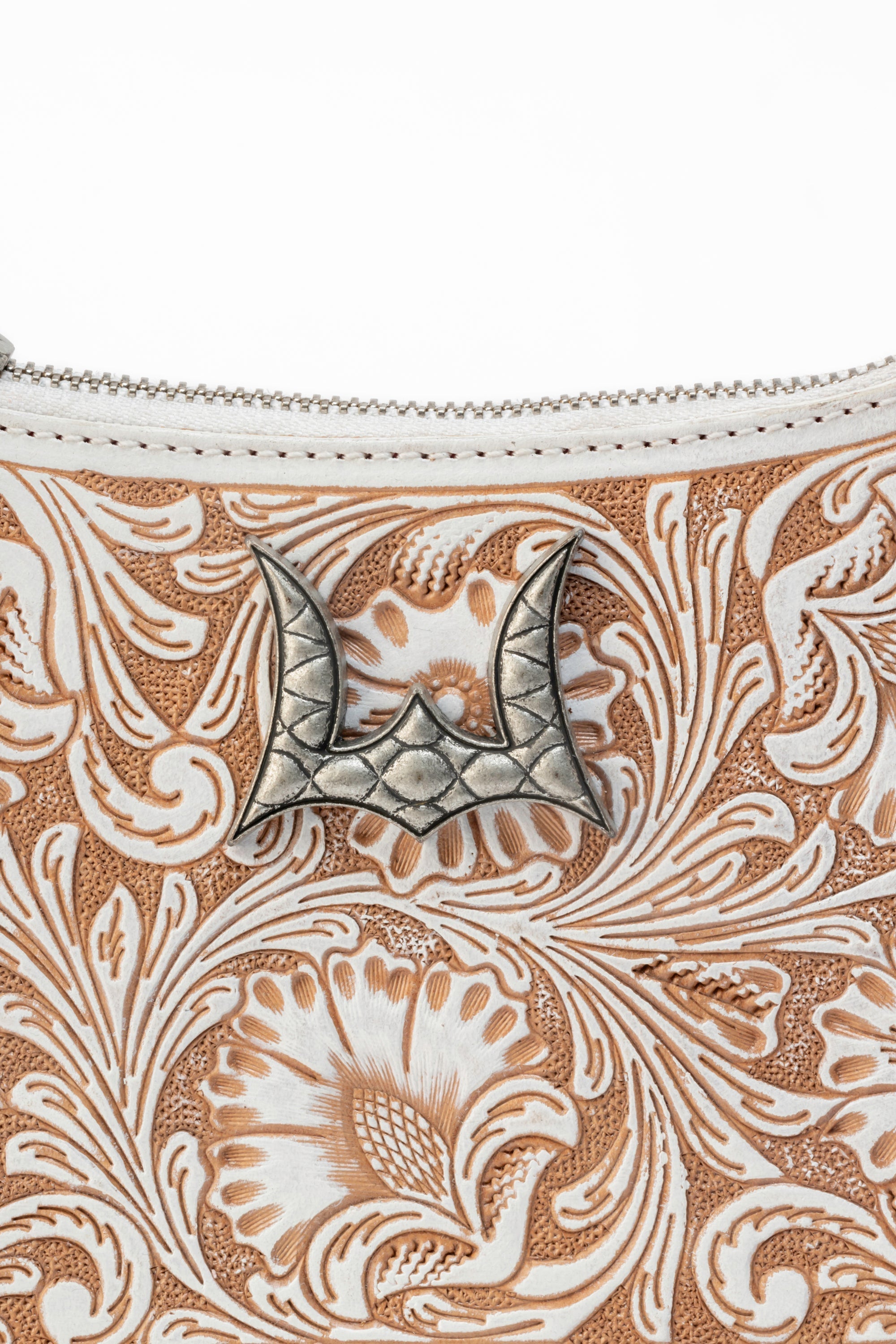 Loyal West DANNIA MEDIUM PURSE - IVORY DUST HANDTOOLED LEATHER AND CALFSKIN