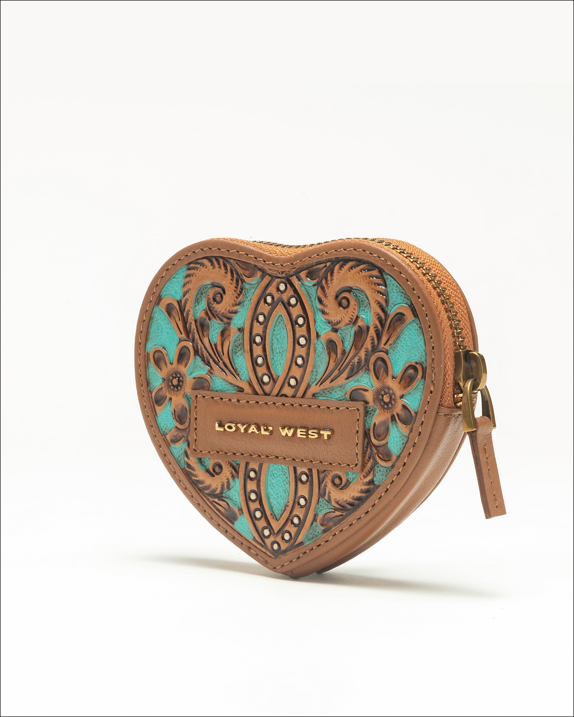 Loyal West Cupid Coin Pouch Handtooled Leather - Whiskey & Water - Myra USA