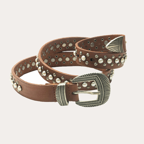 Loyal West Midnight Ranger Leather Belt In Calfskin - Saddle Brown