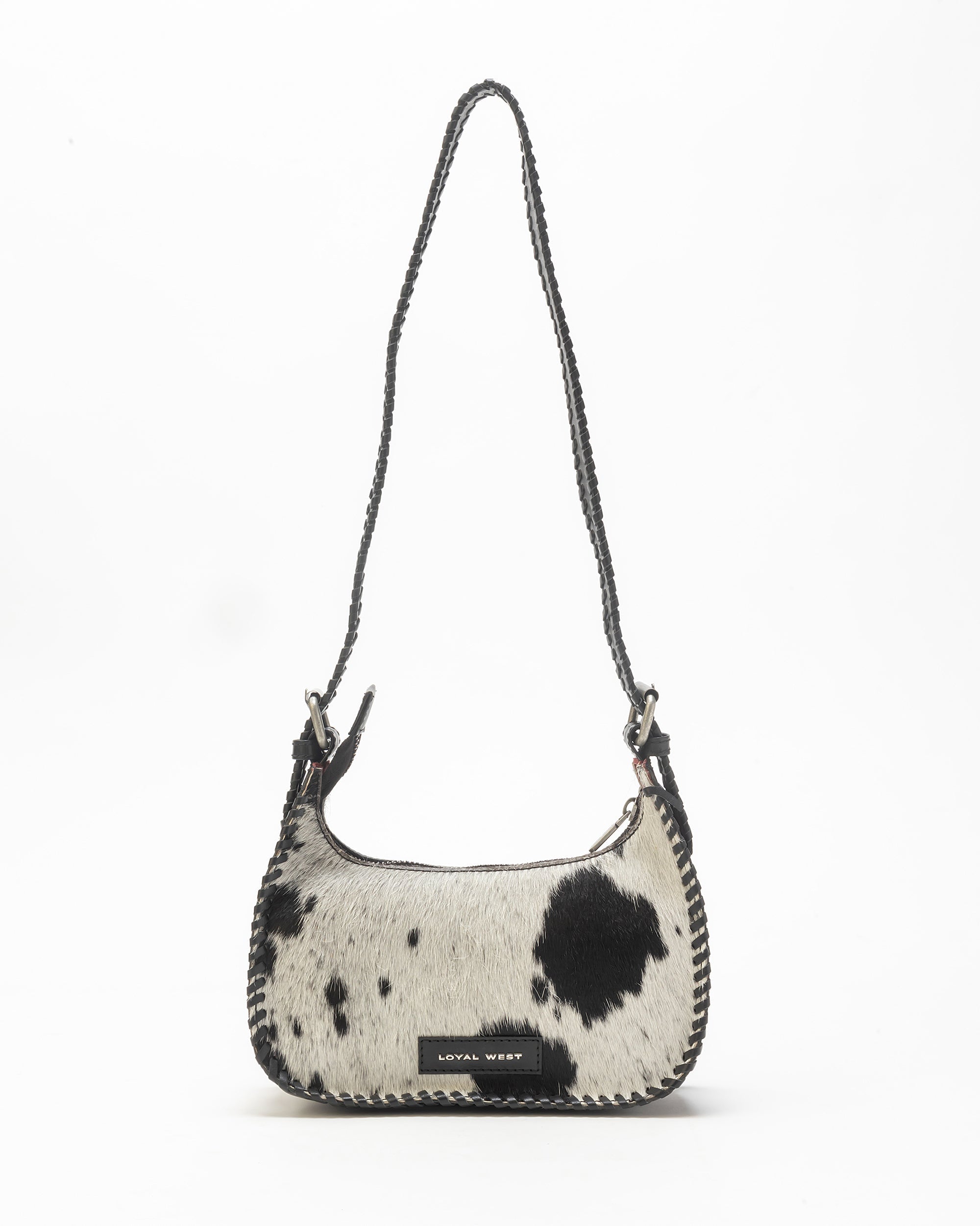 Dannia Medium Purse In Black & White Cowhide - Myra USA