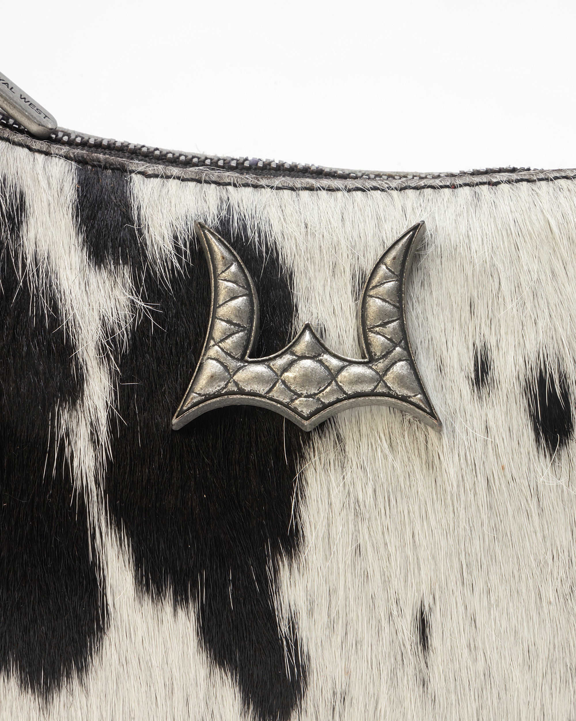 Dannia Medium Purse In Black & White Cowhide - Myra USA