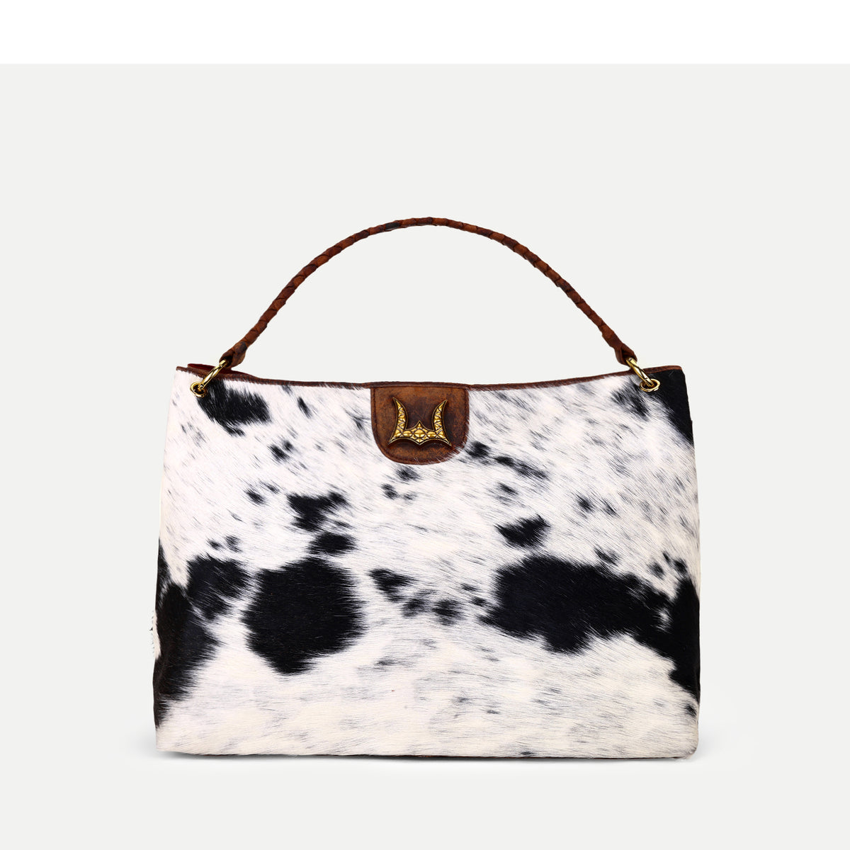 Lw Large Hobo Bag In Black & White Cowhide