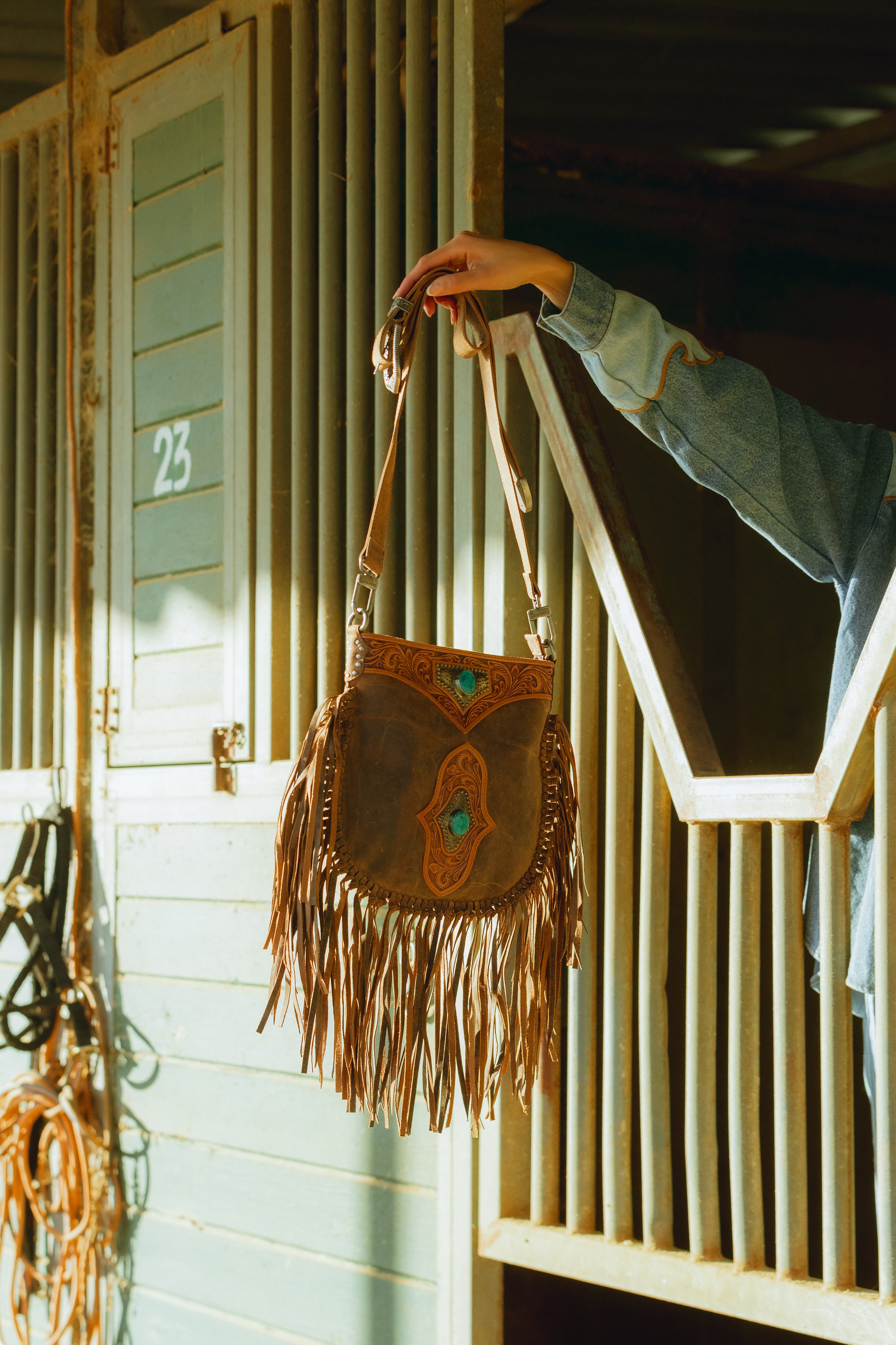 Mojave Tassle Bag In Brunette Leather