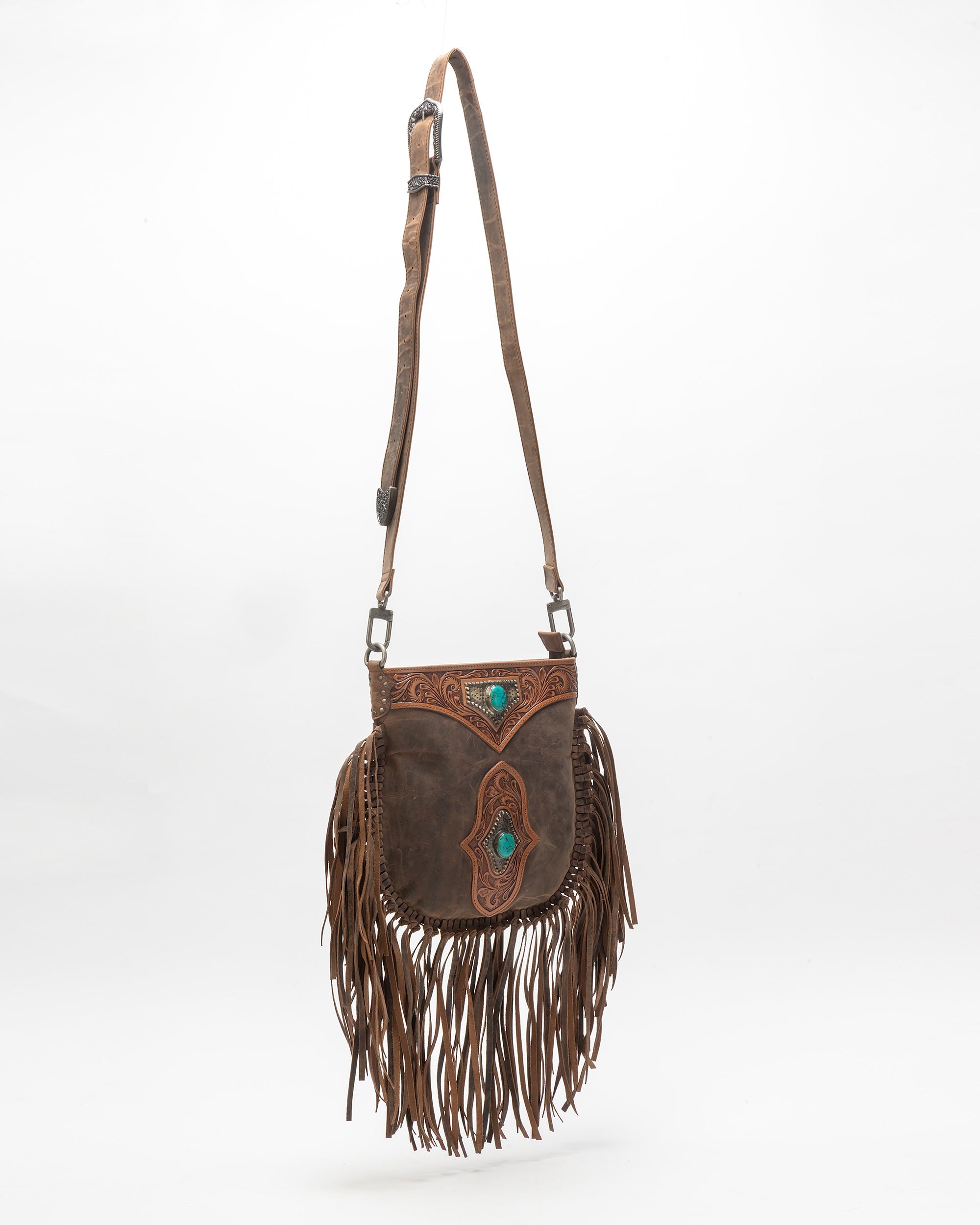Mojave Tassle Bag In Brunette Leather - Myra USA