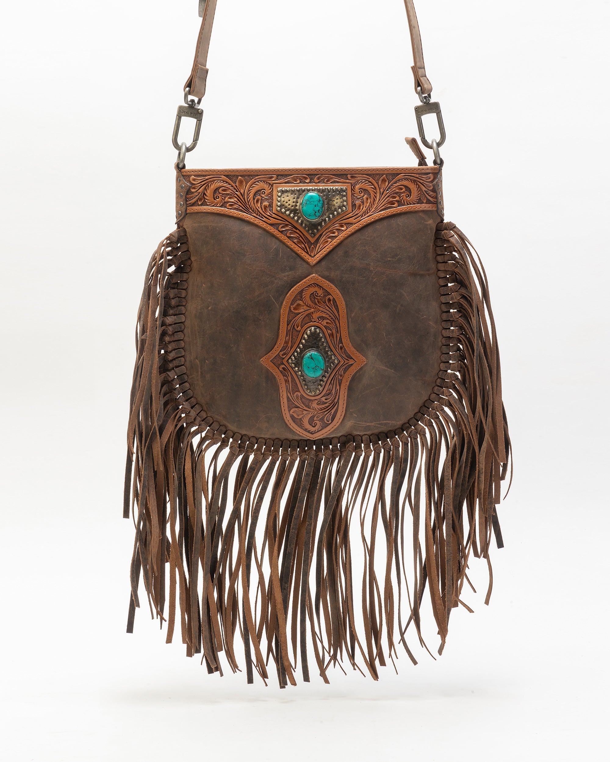 Mojave Tassle Bag In Brunette Leather - Myra USA