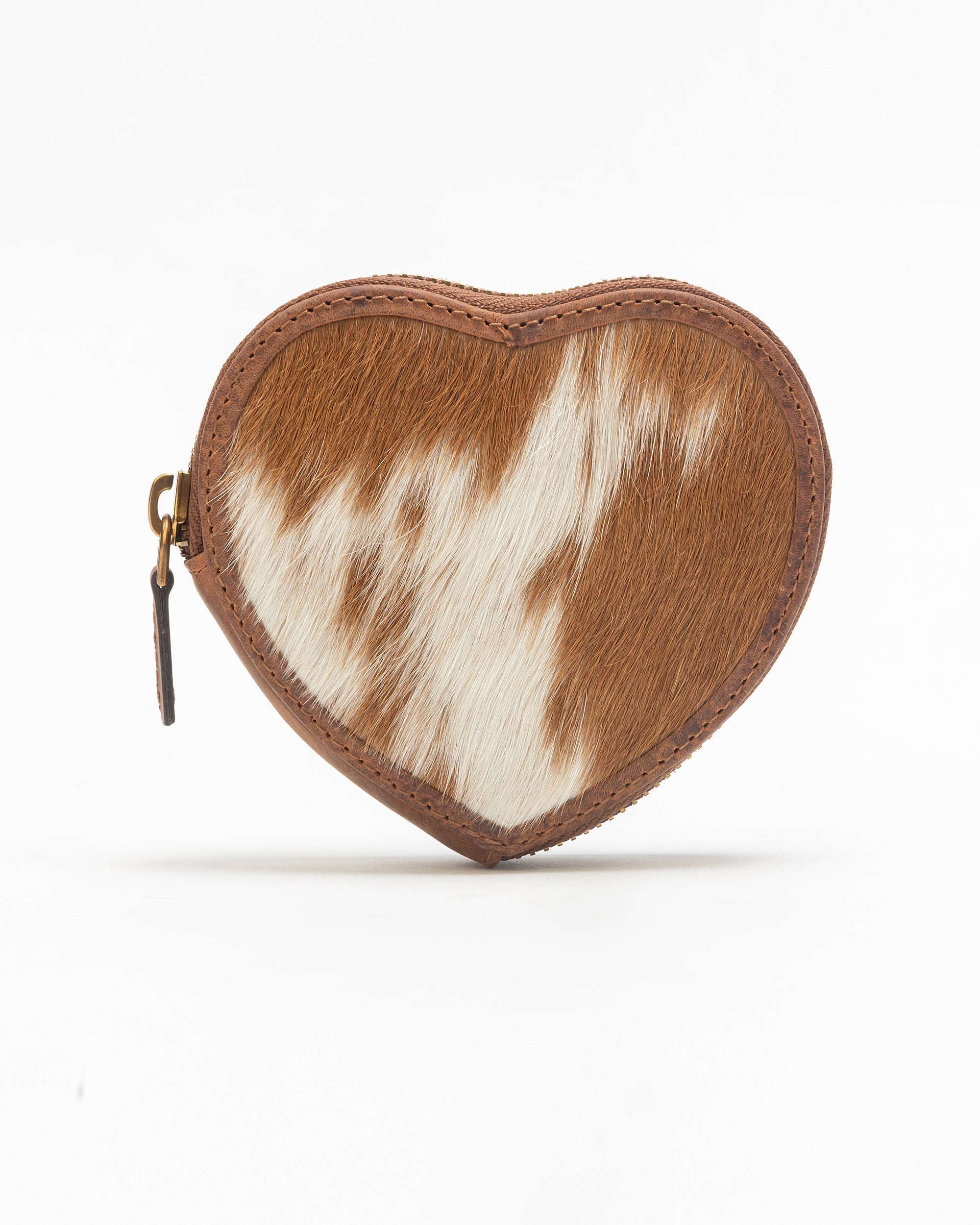 Cupid Coin Pouch In Brown & White Cowhide - Myra USA