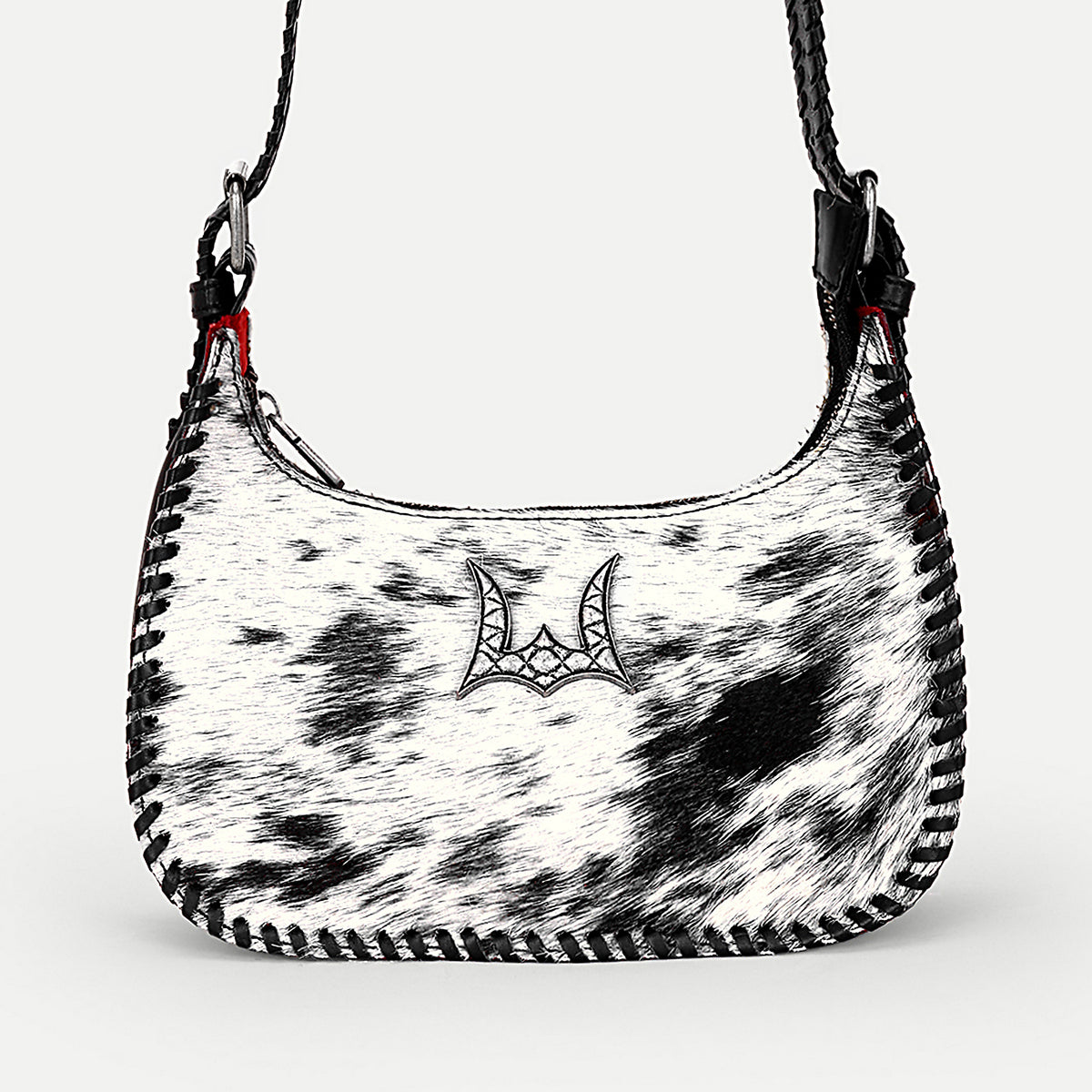 Dannia Medium Purse In Black & White Cowhide