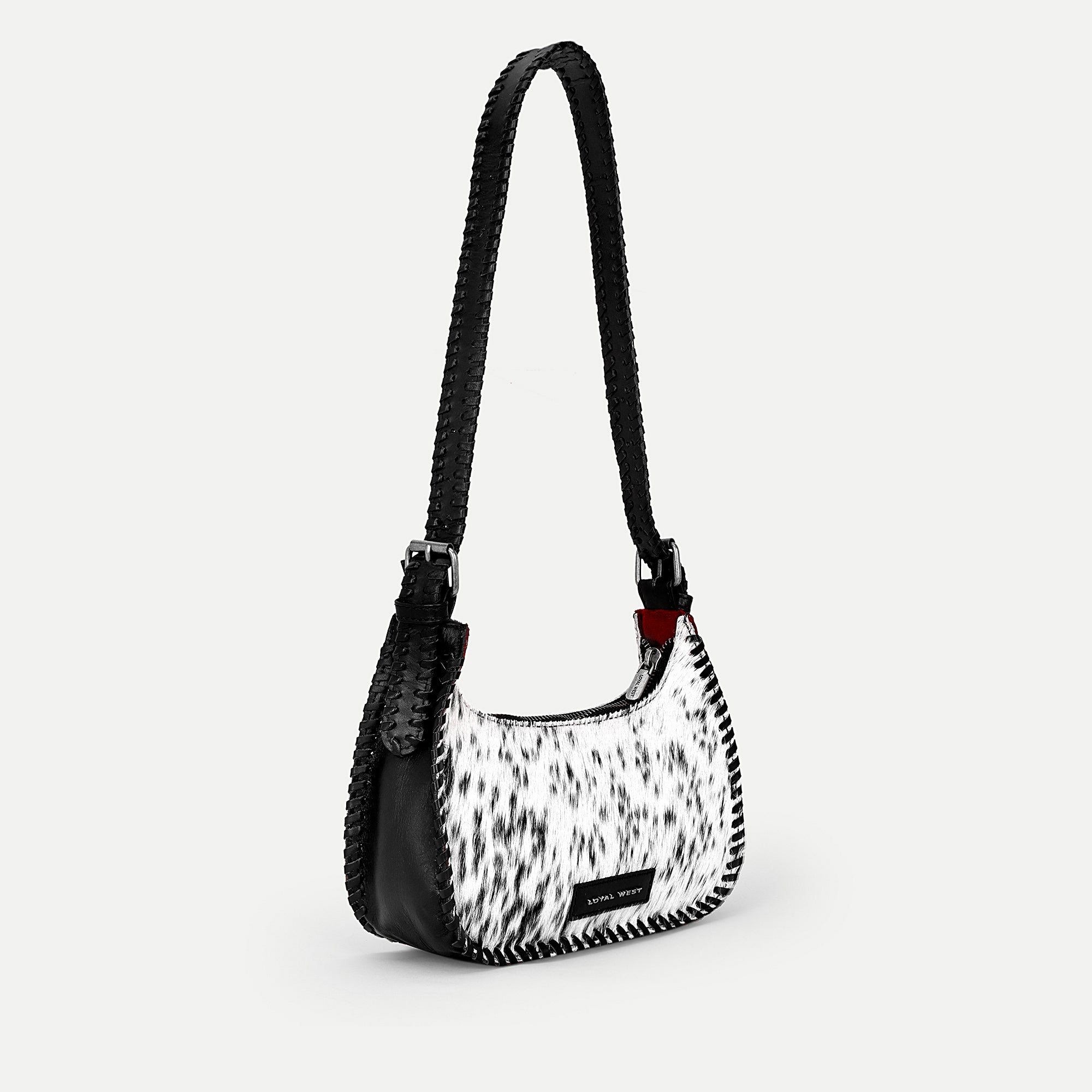 Dannia Medium Purse In Black & White Cowhide - Myra USA
