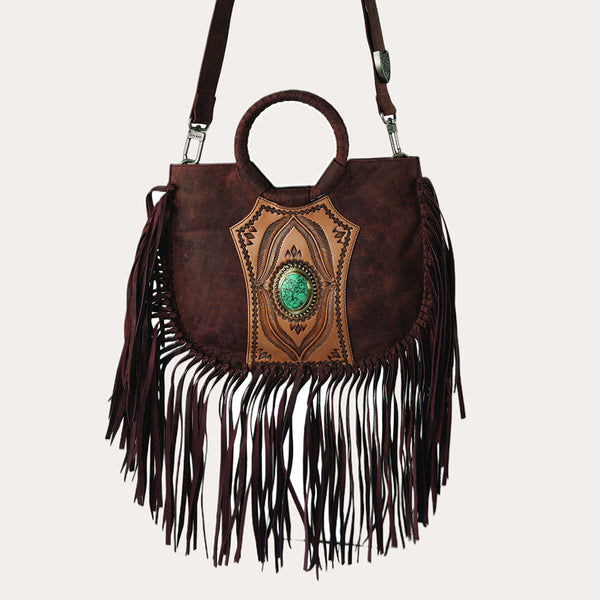 Sedona Tassle Bag - Oiled Ruby Leather - Myra USA