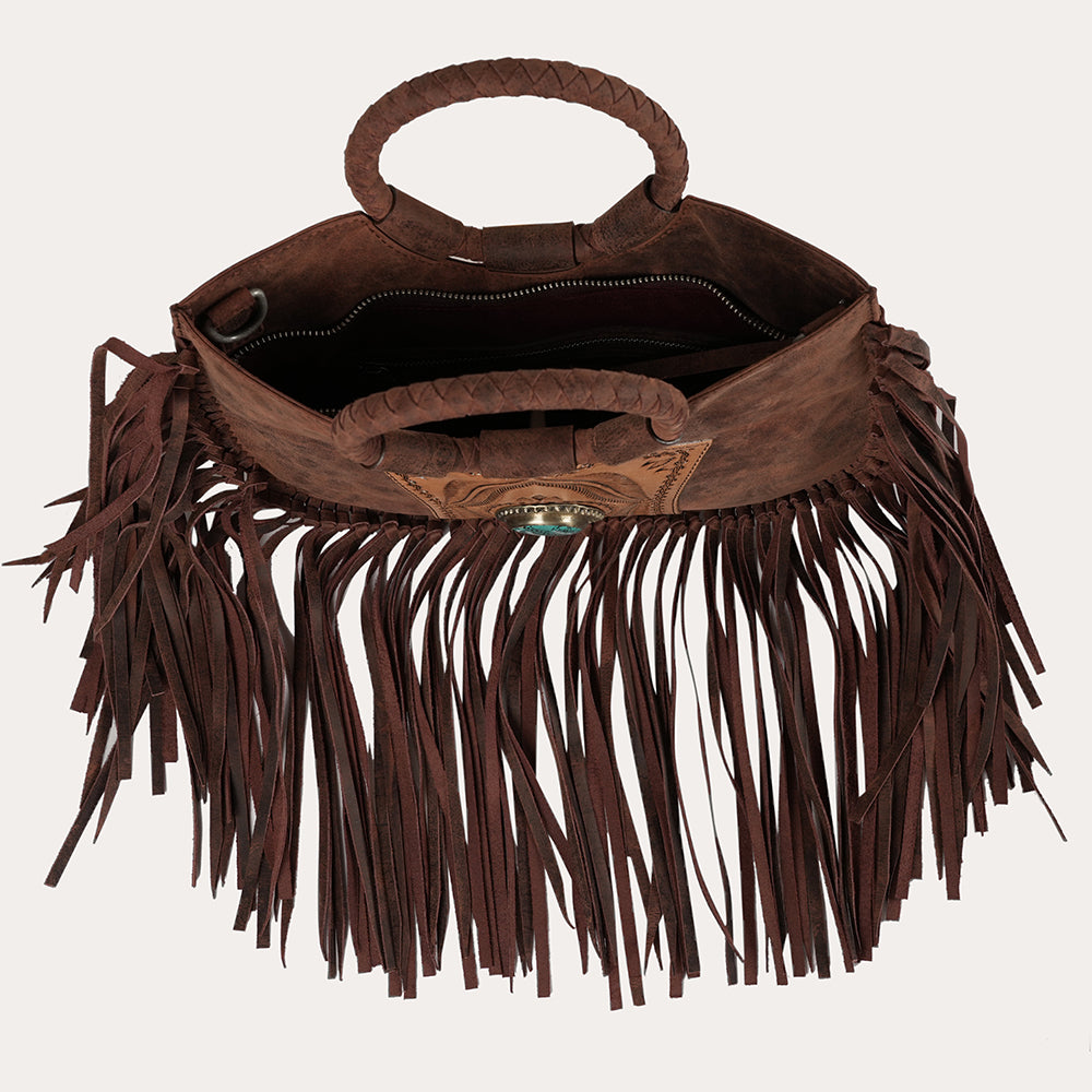 Sedona Tassle Bag - Oiled Ruby Leather - Myra USA