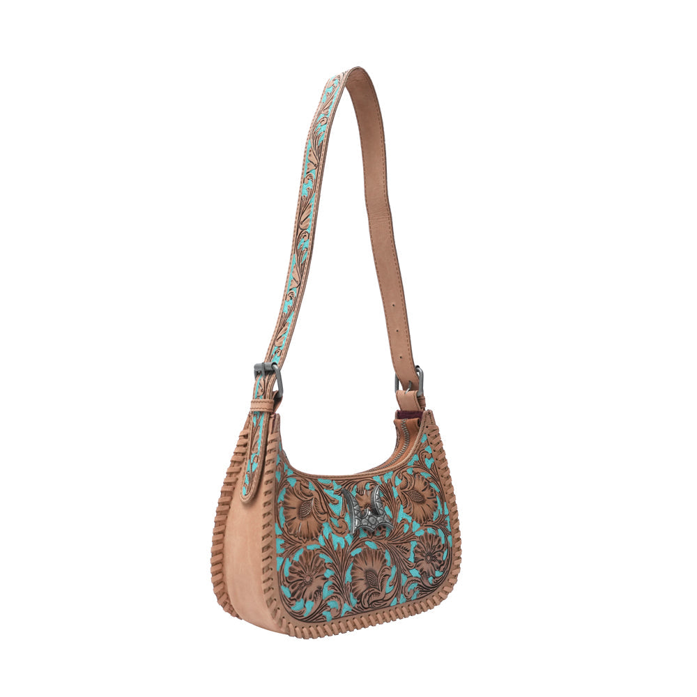 HANDTOOLED DANNIA MEDIUM PURSE - WHISKEY & WATER - Myra USA