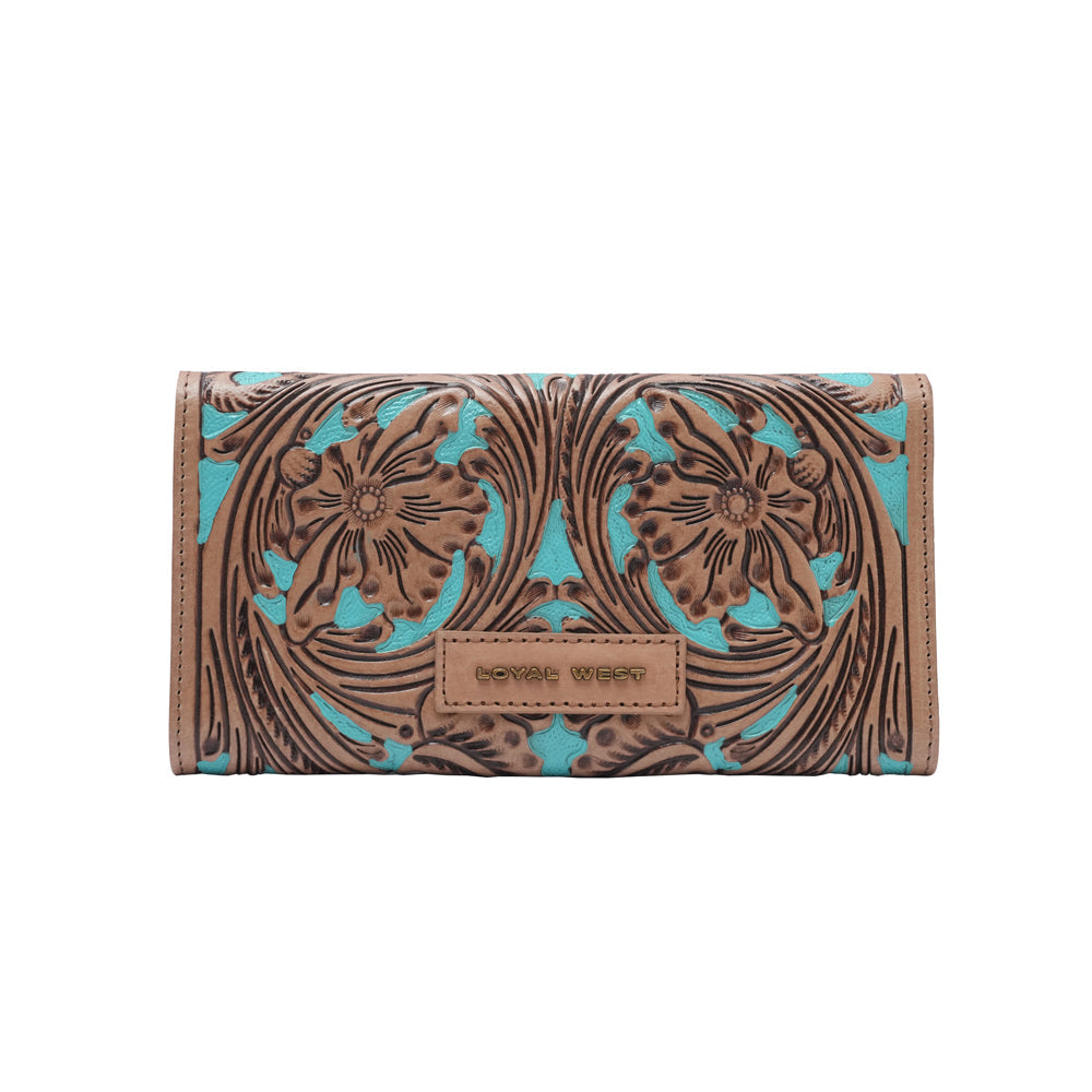HANDTOOLED GLORIANA WALLET – WHISKEY & WATER - Myra USA