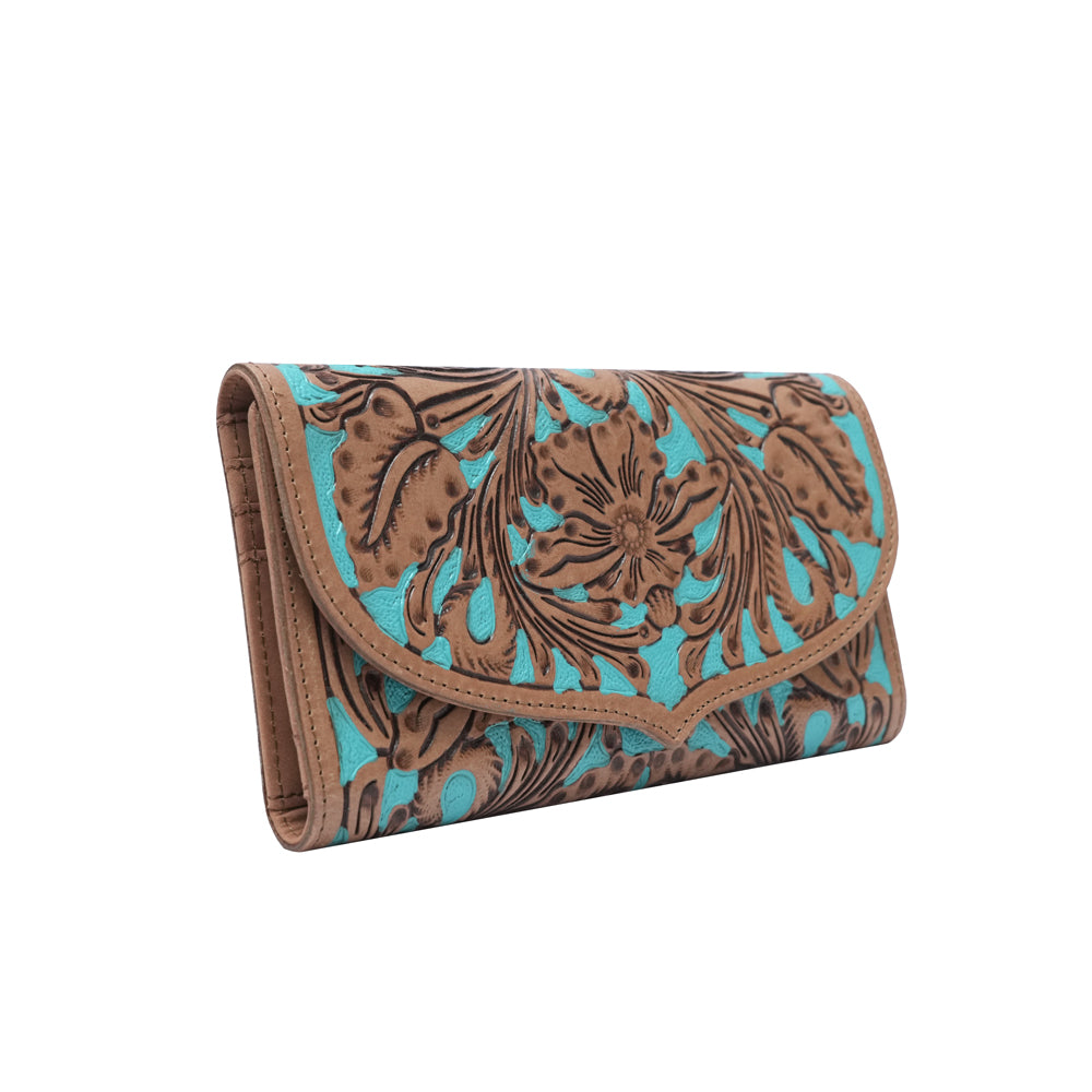 HANDTOOLED GLORIANA WALLET – WHISKEY & WATER - Myra USA