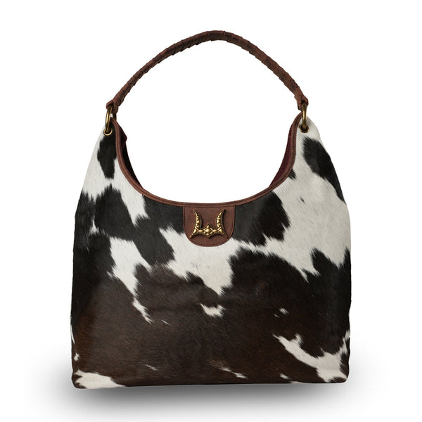 LW Large Purse - Black & White Cowhide With Oiled Ruby Leather - Myra USA