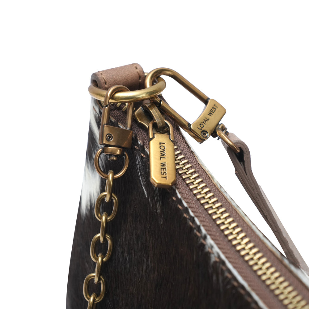 MONTANA MEDIUM SHOULDER BAG - BLACK & WHITE COWHIDE - Myra USA