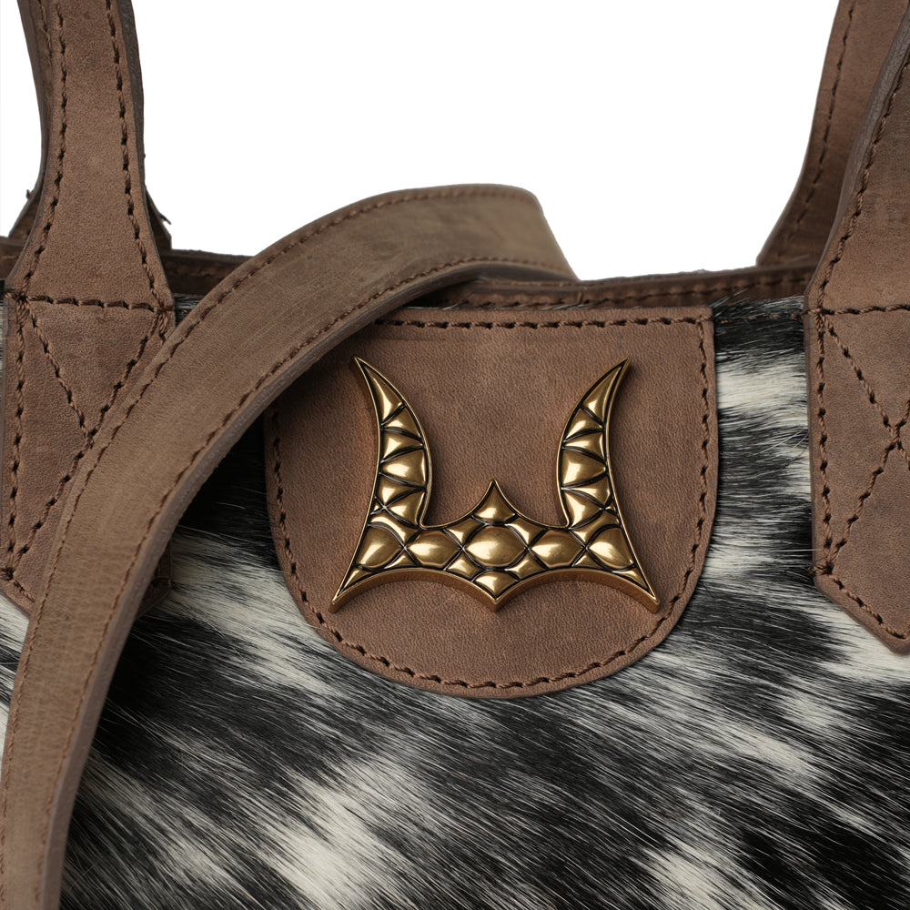 Dakota Medium CrossBody - Black & White Cowhide - Myra USA