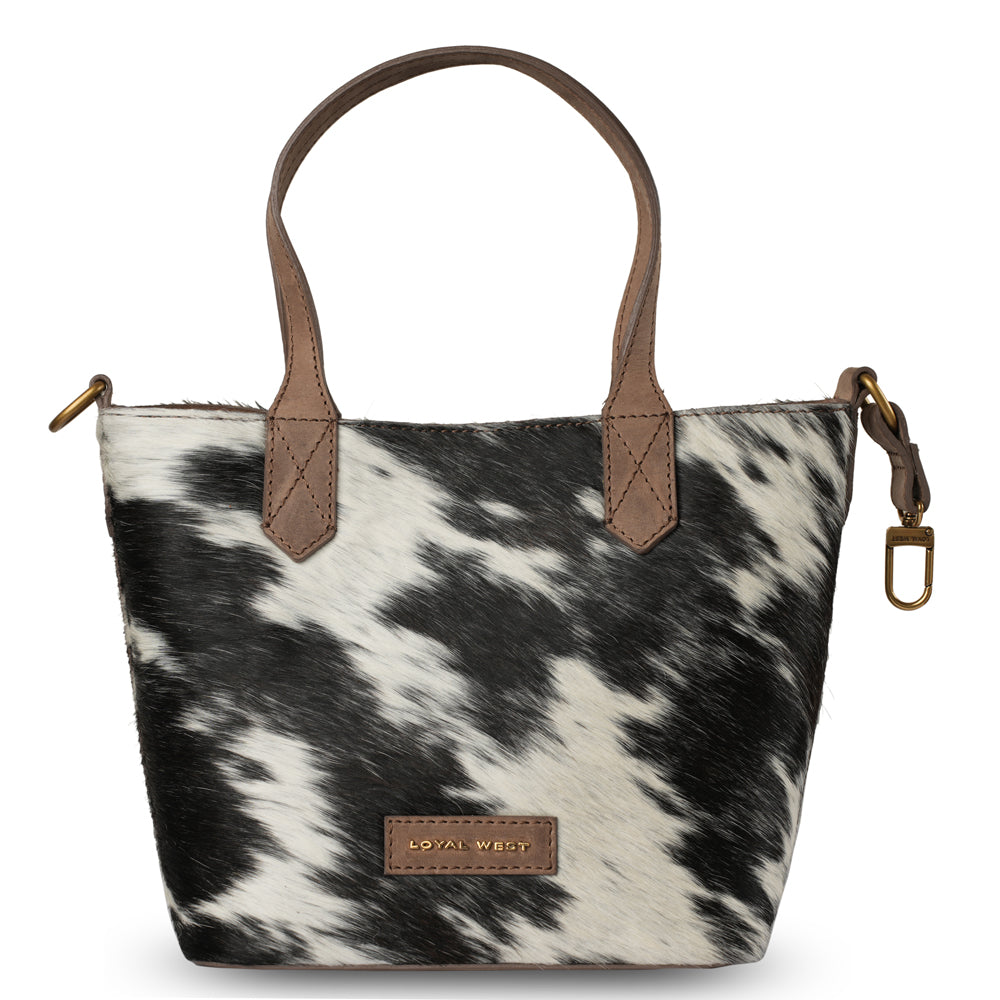 Dakota Medium CrossBody - Black & White Cowhide - Myra USA