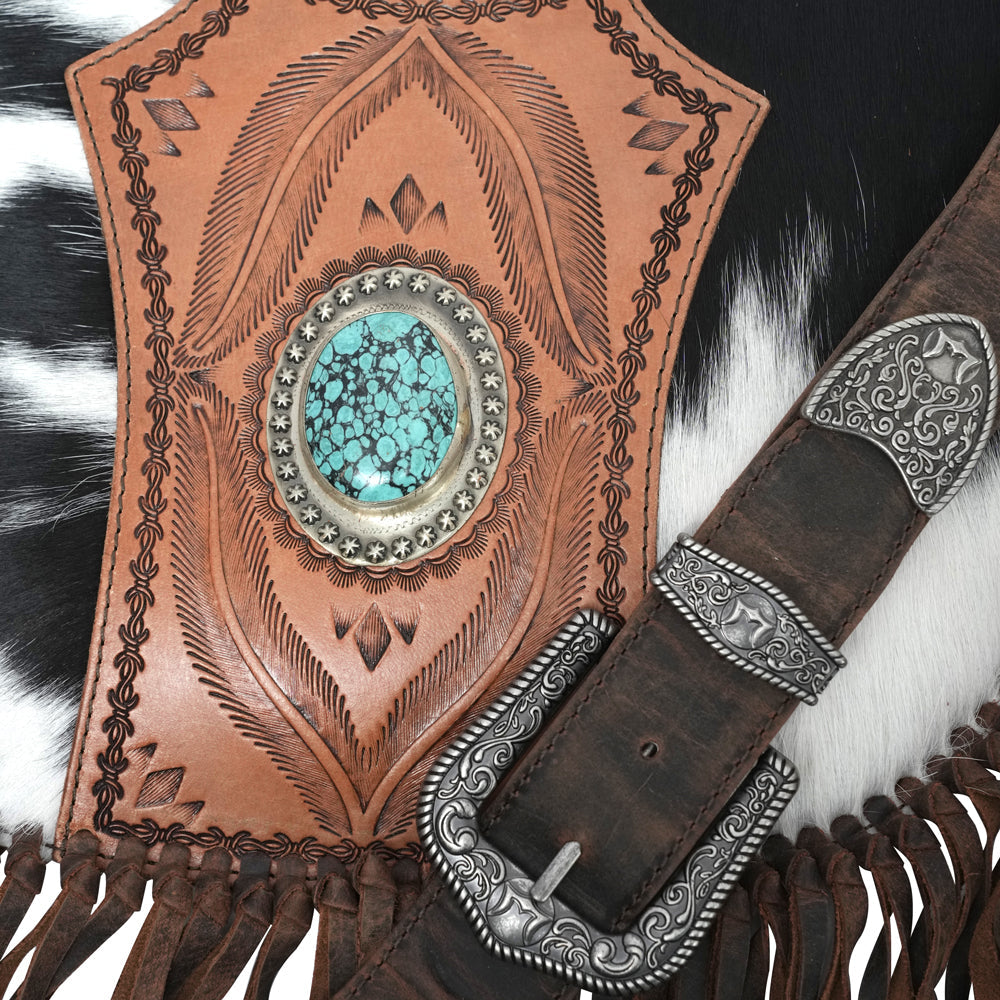 SEDONA TASSLE SHOULDER BAG - BLACK & WHITE COWHIDE - Myra USA