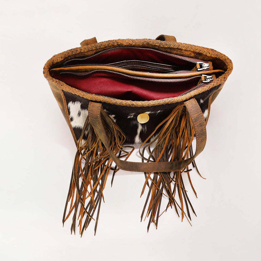 Loyal West Hide And Fringe Medium Cowhide Purse - Myra USA