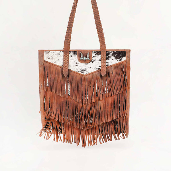 Loyal West Hide And Fringe Large Cowhide Purse - Myra USA
