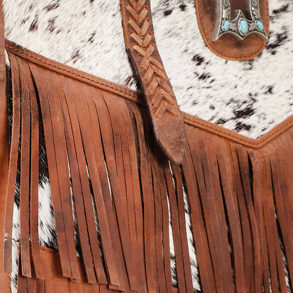 Loyal West Hide And Fringe Large Cowhide Purse - Myra USA