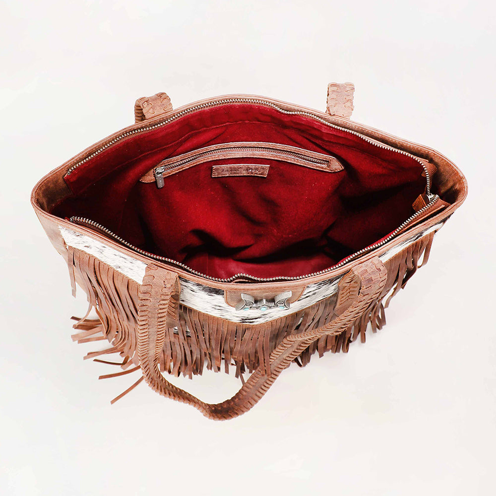 Loyal West Hide And Fringe Large Cowhide Purse - Myra USA