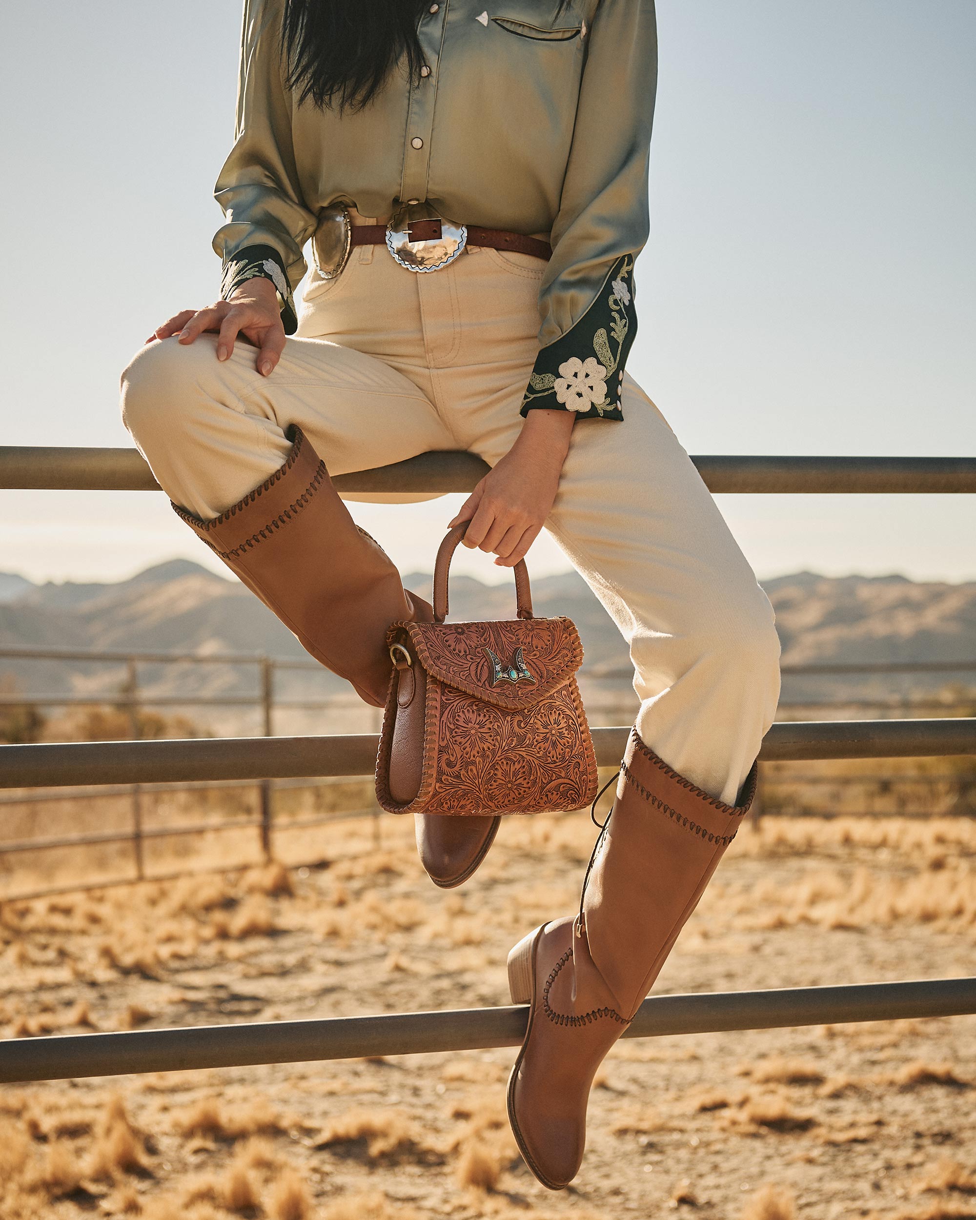 Loyal West Dusty Trail High Boot In Calfskin