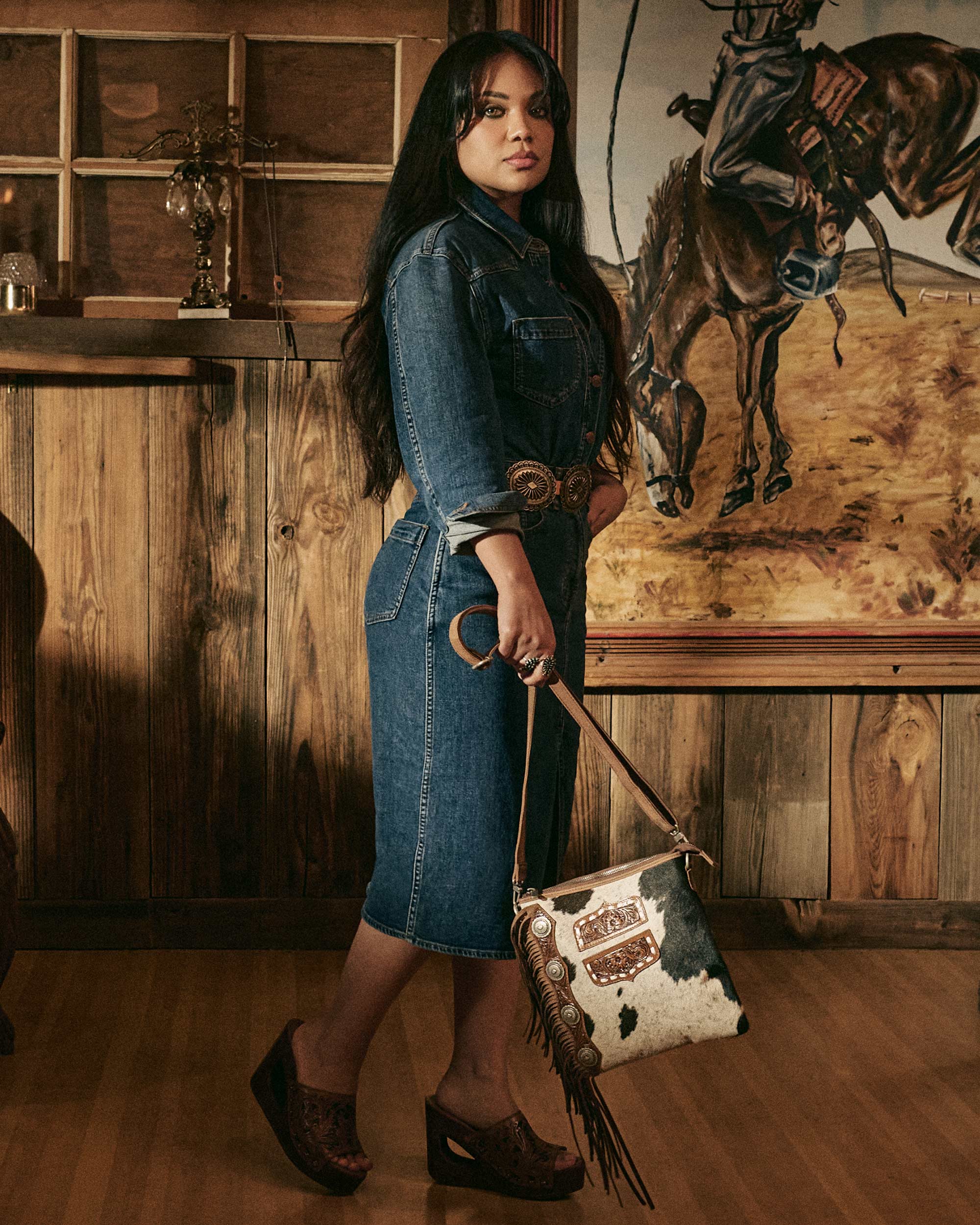 Loyal West Ranch Queen Cowhide Tassle-Bag