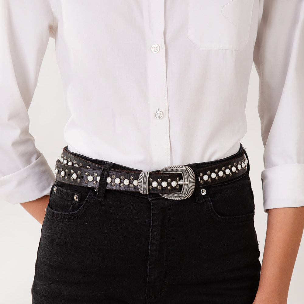 Loyal West Midnight Ranger Leather Belt In Calfskin - Myra USA