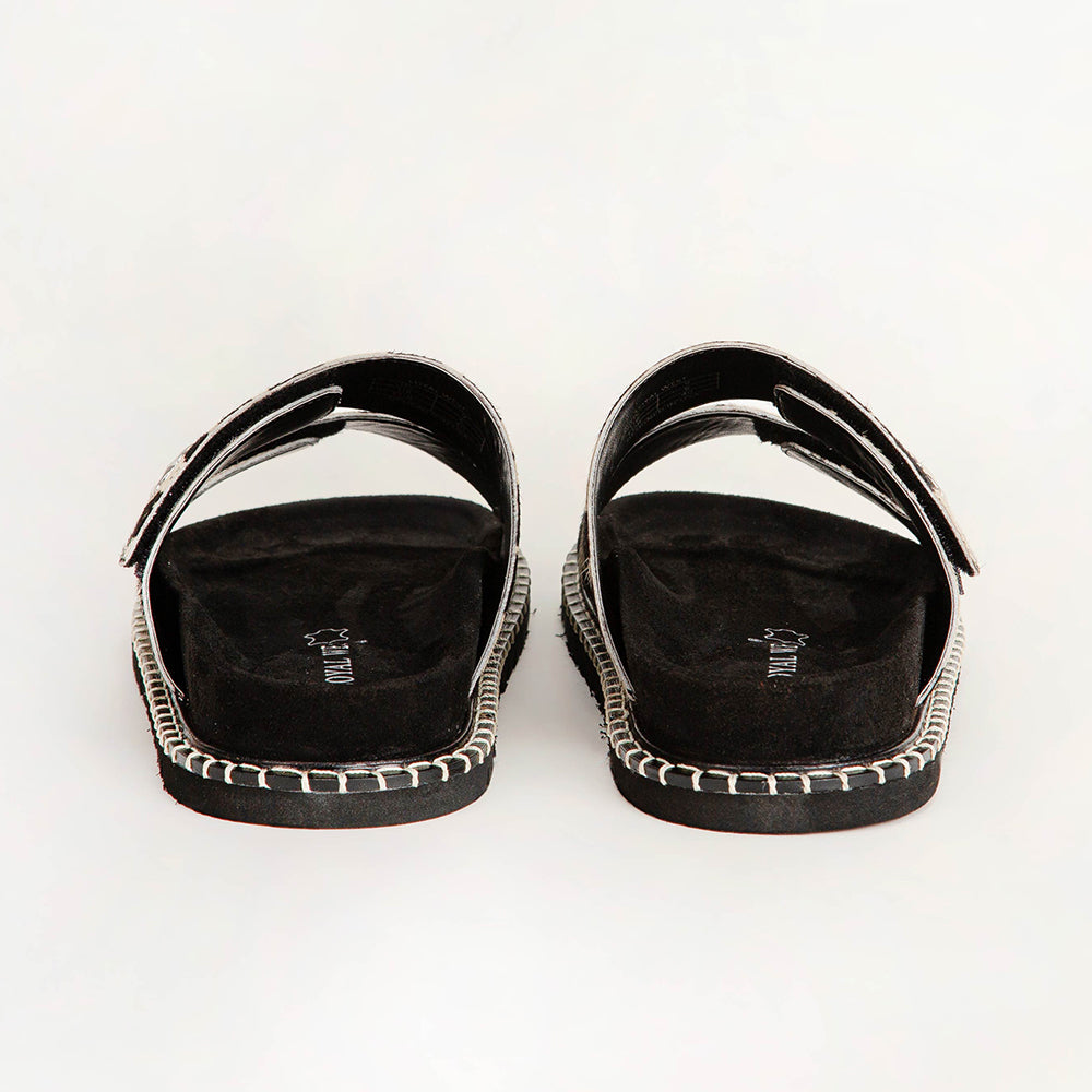 Loyal West Deen Canyon Sandals - Black And White Cowhide - Myra USA