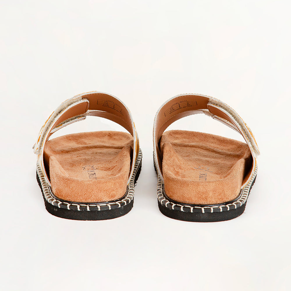 Loyal West Deen Canyon Sandals - Brown And White Cowhide - Myra USA