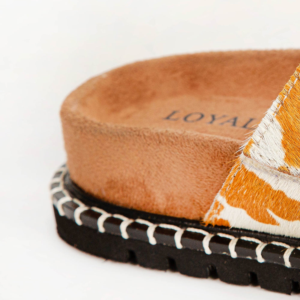 Loyal West Deen Canyon Sandals - Brown And White Cowhide - Myra USA