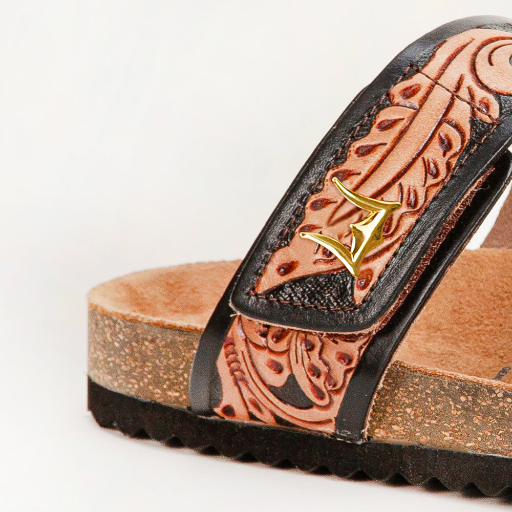 Loyal West Deen Canyon Sandals - Handtooled Leather - Myra USA