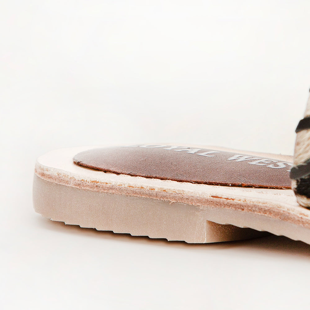 Loyal West Mesa Wanderer Sandals - Black And White Cowhide - Myra USA