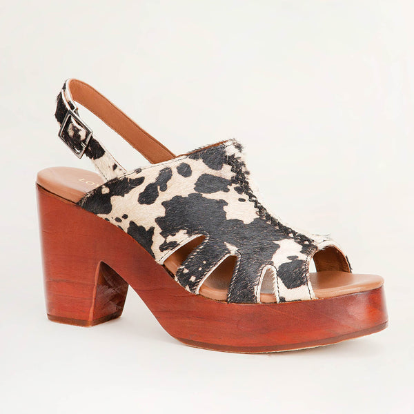 Loyal West Dana sandals - Black And White Cowhide - Myra USA