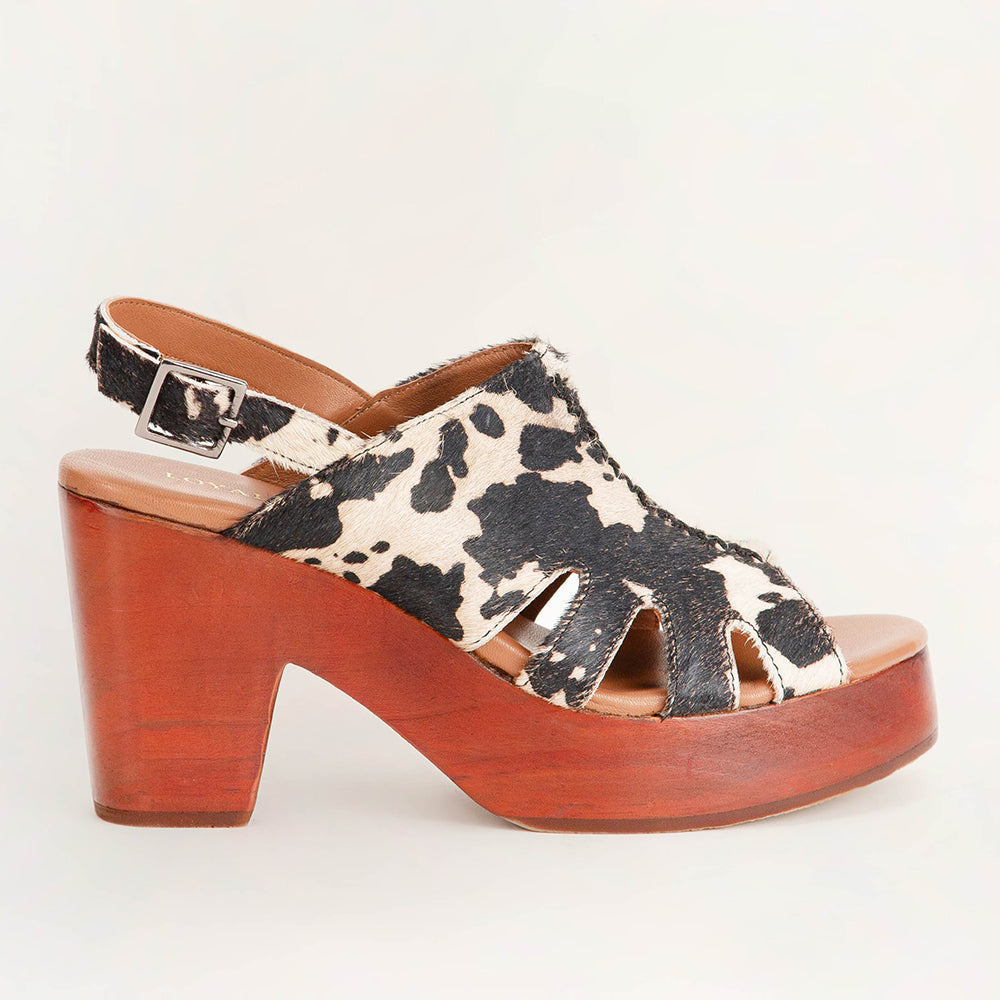 Loyal West Dana sandals - Black And White Cowhide - Myra USA